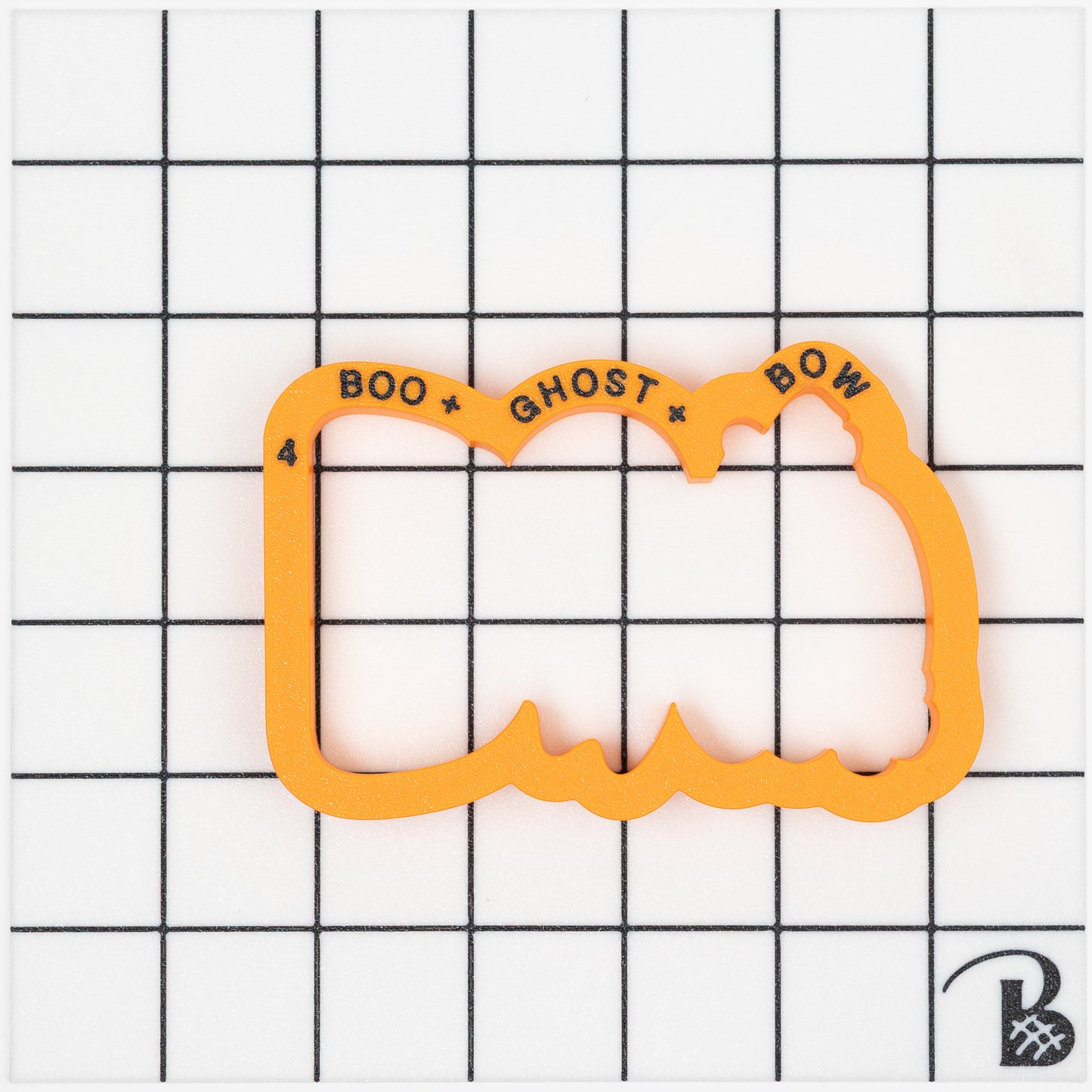 Boo Text plaque with Ghost and pumpkin with bow and flower Cookie Cutter
