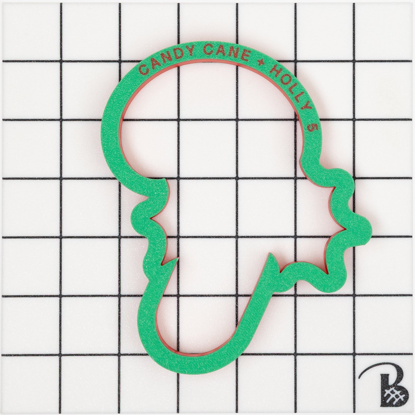 Candy Cane with Holly Cookie Cutter | Christmas Candy Cookie Cutter