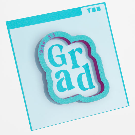Grad Block Text Cookie Cutter (optional Stencil)