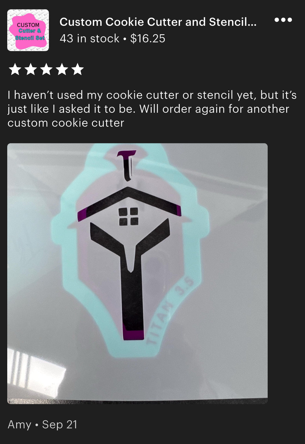 Custom Cookie Cutter and Stencil Set (1 part stencil Only)