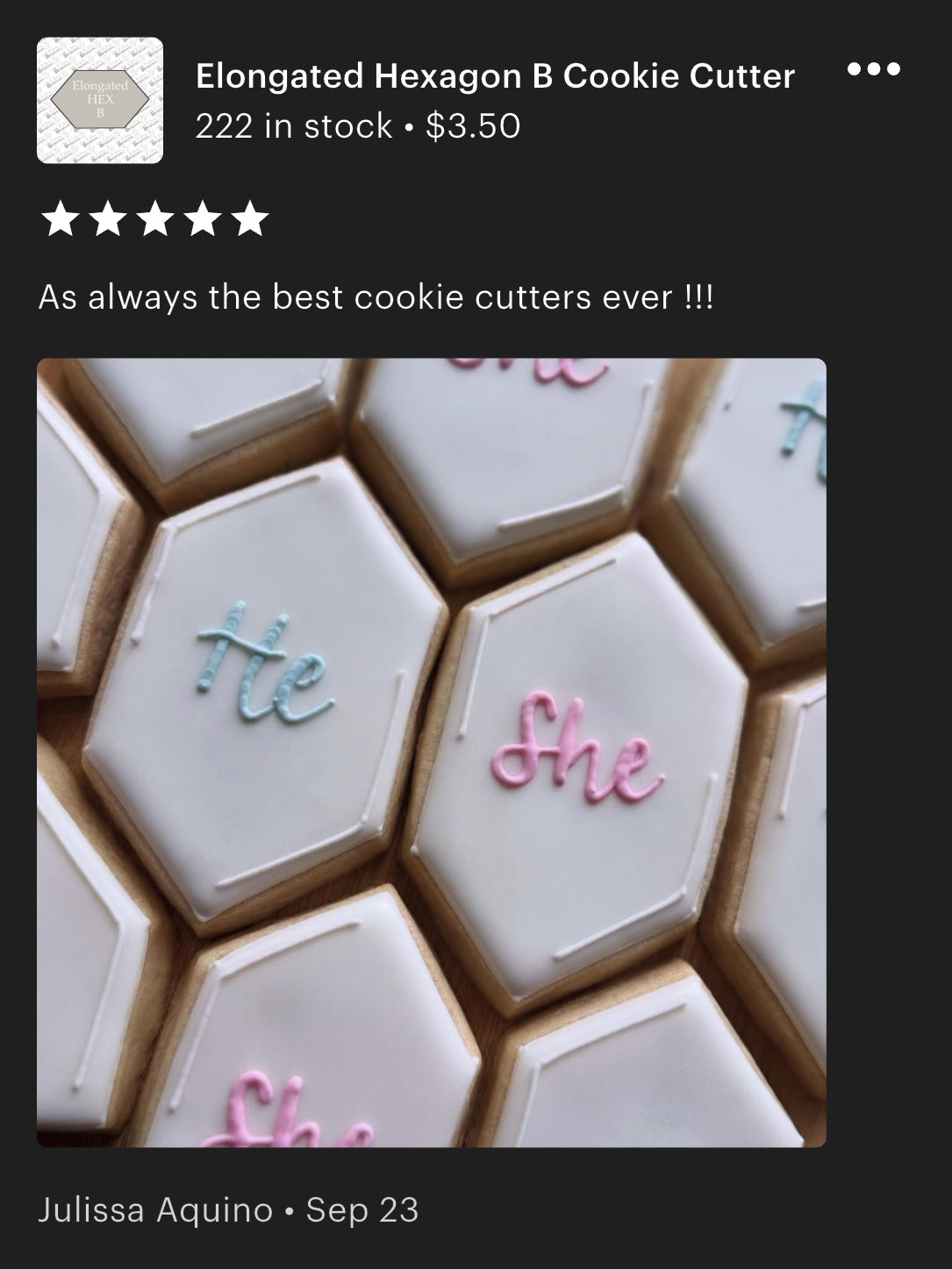 Elongated Hexagon B Cookie Cutter (recommend sizing up)