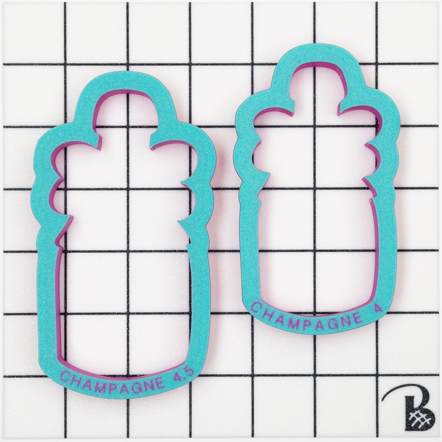 Champagne Bottle with Bow Cookie Cutter (recommend sizing up)