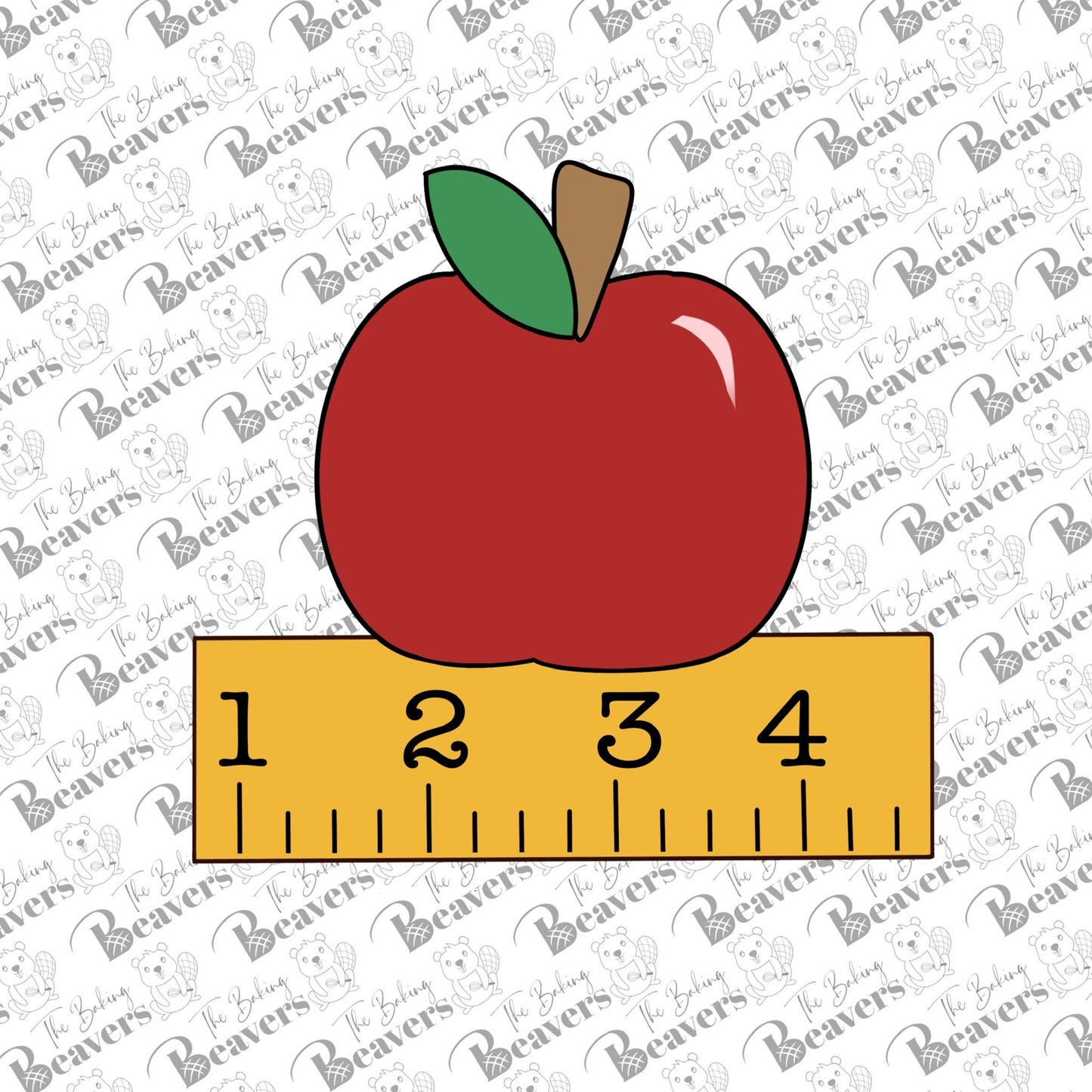 Apple & Ruler/Book Personalization Plaque Cookie Cutter