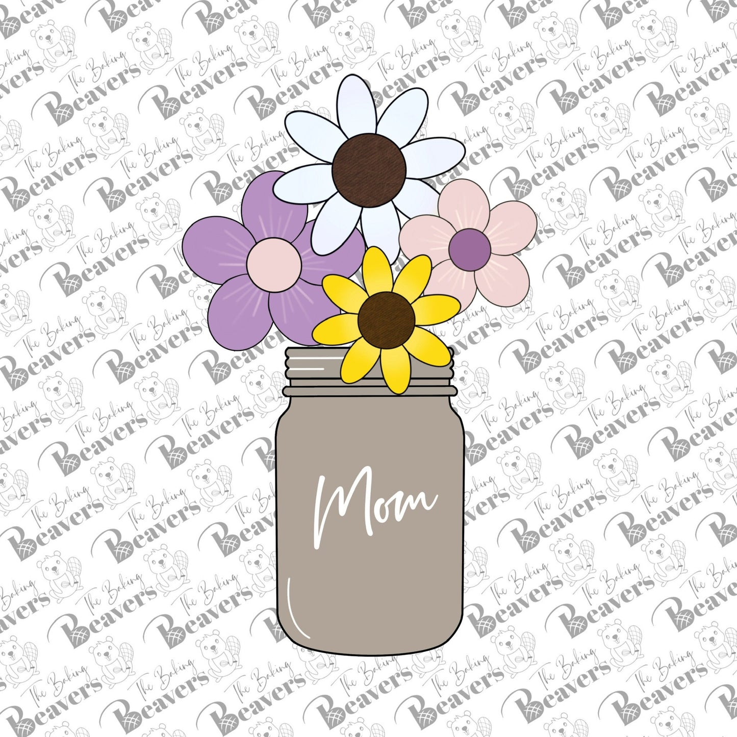 Mason Jar Flower Arrangement Cookie Cutter Set