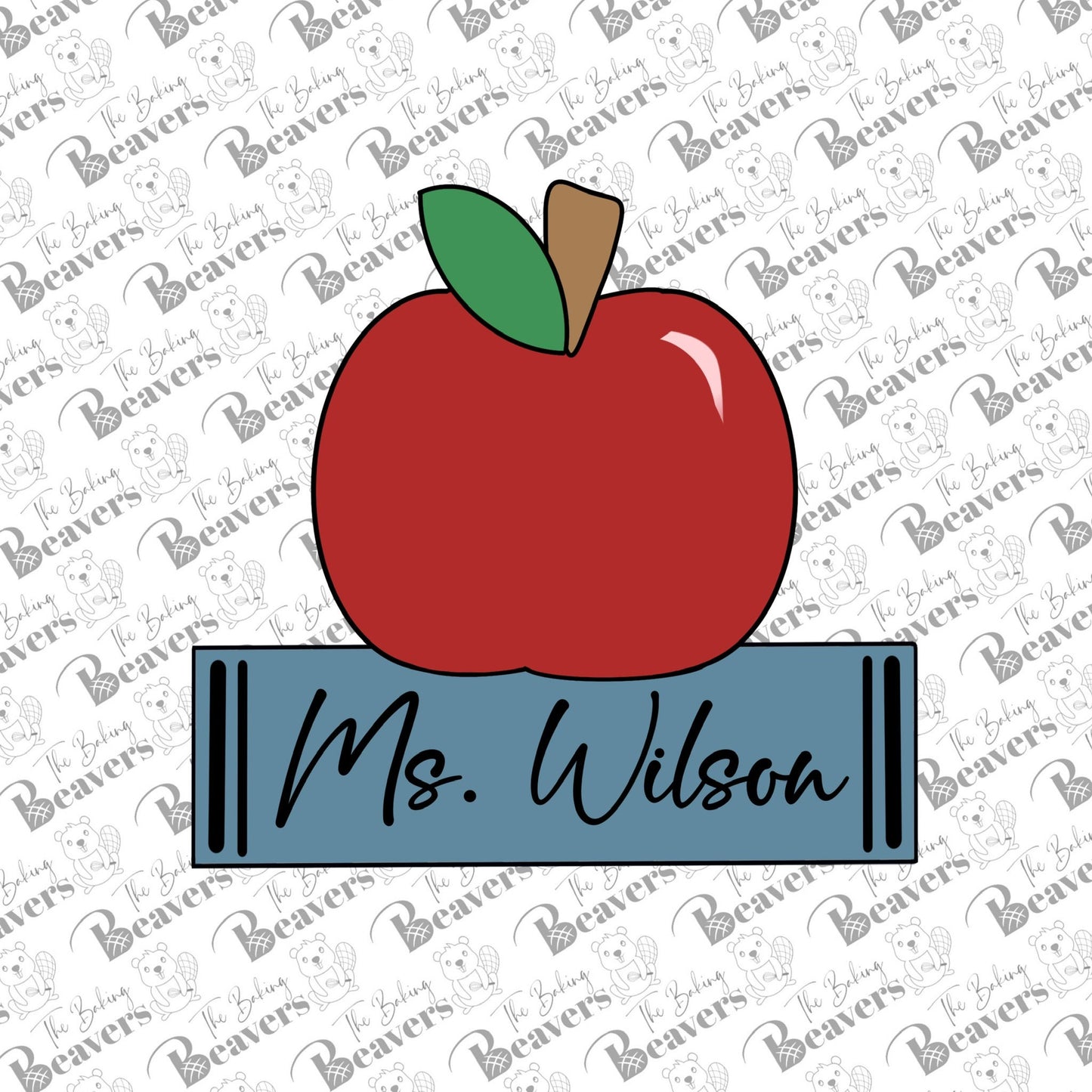 Apple & Ruler/Book Personalization Plaque Cookie Cutter