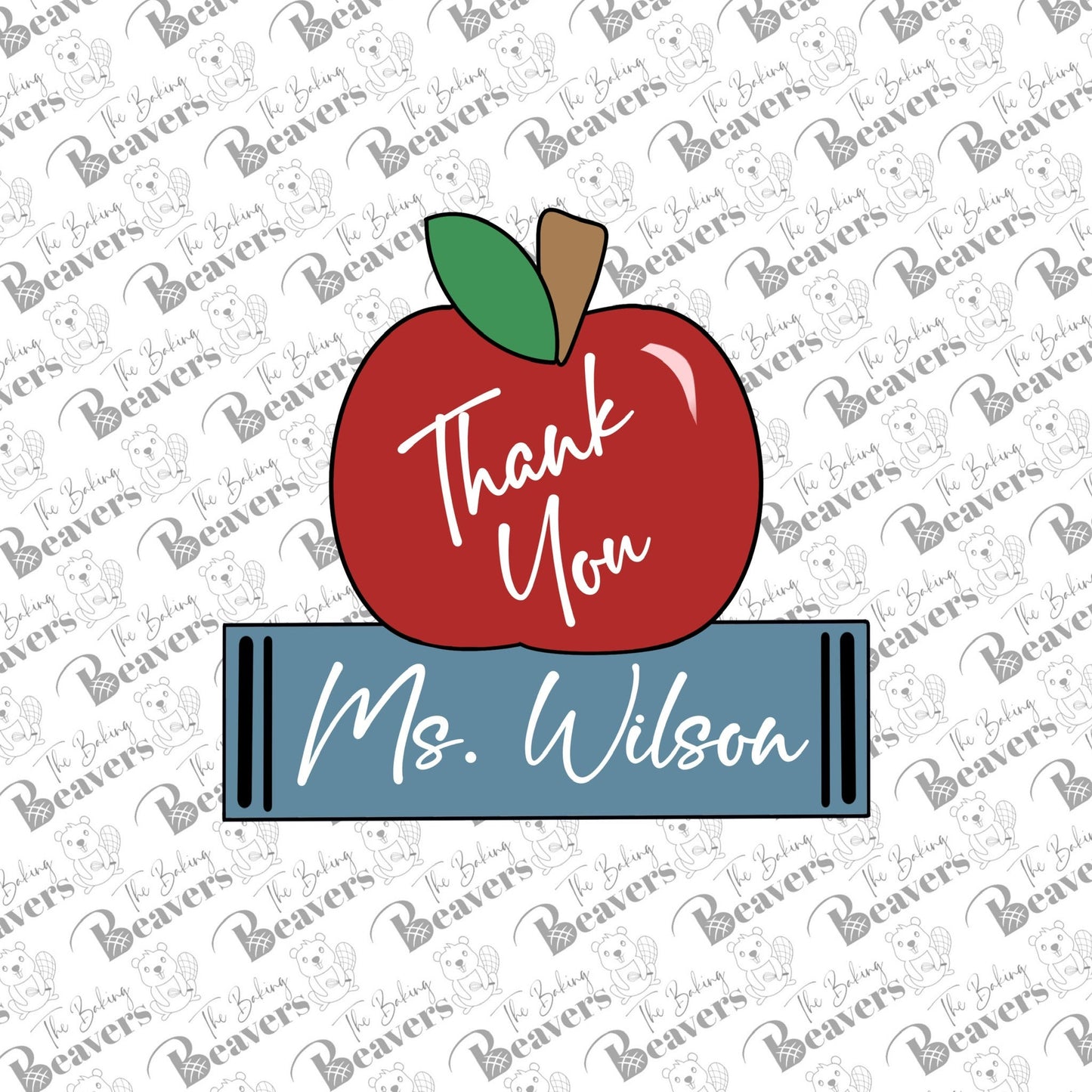 Apple & Ruler/Book Personalization Plaque Cookie Cutter