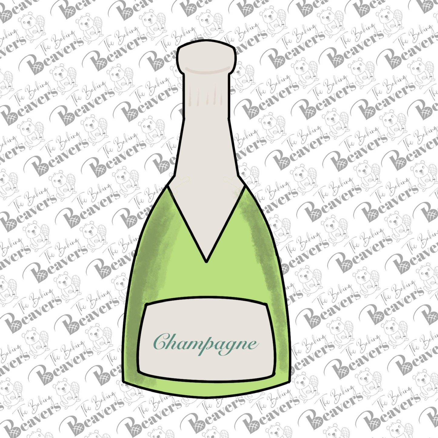 Champagne Bottle Cookie Cutter (recommend sizing up)