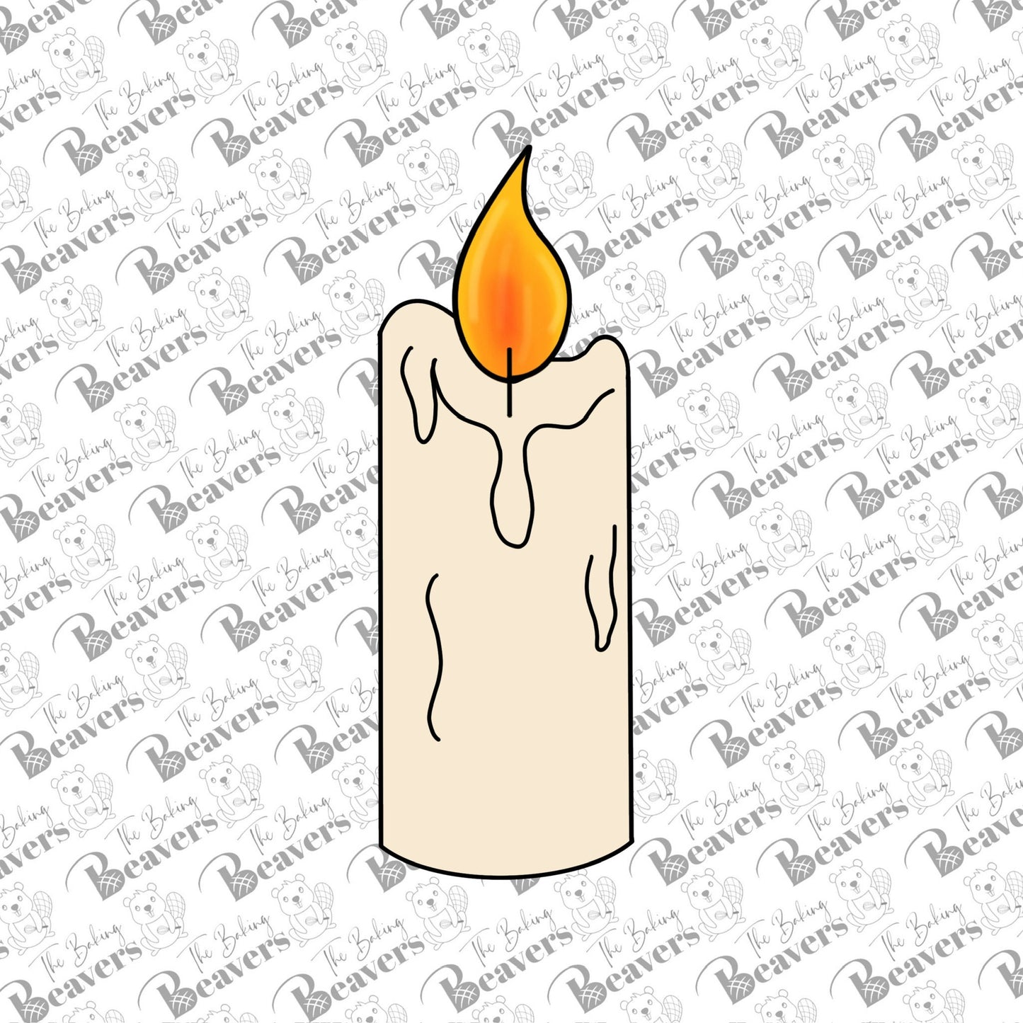 Candle Stick with Flame Cookie Cutter (recommend sizing up)