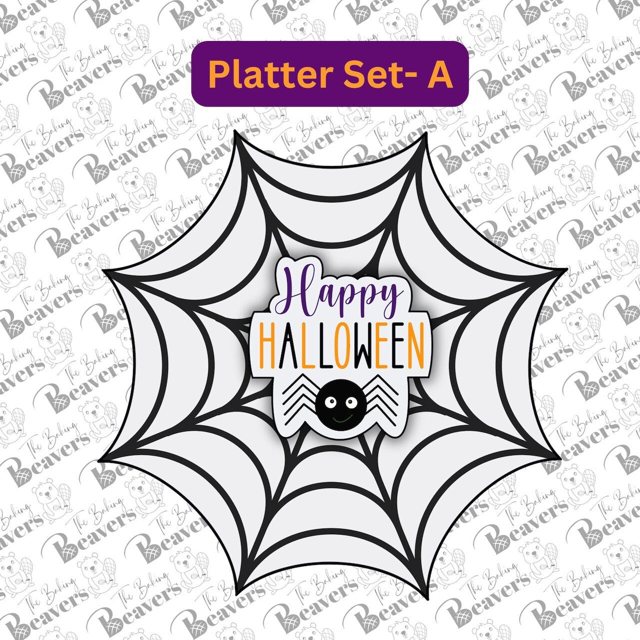 Cookie Platter Spider Web & Plaque Set (A) (Comes with 2 Cookie Cutters)