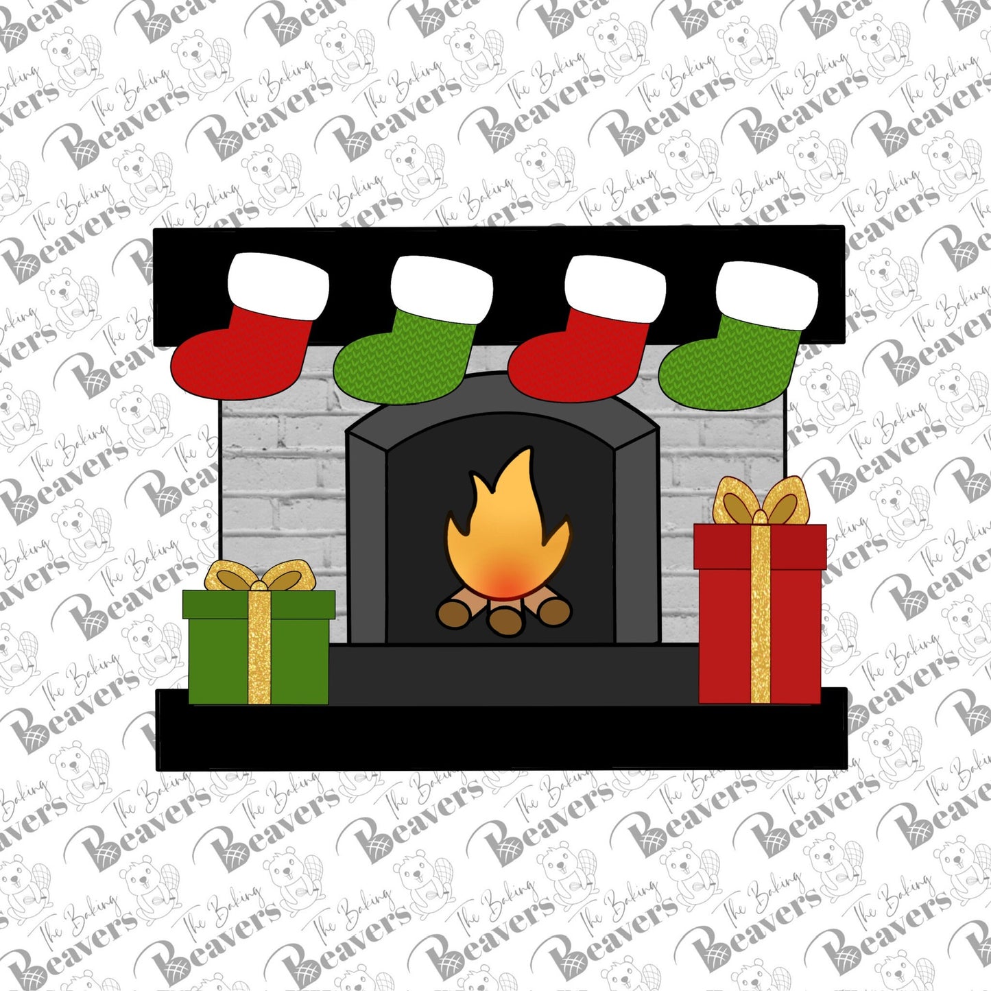 Decorated Fireplace Mantle Cookie Cutter