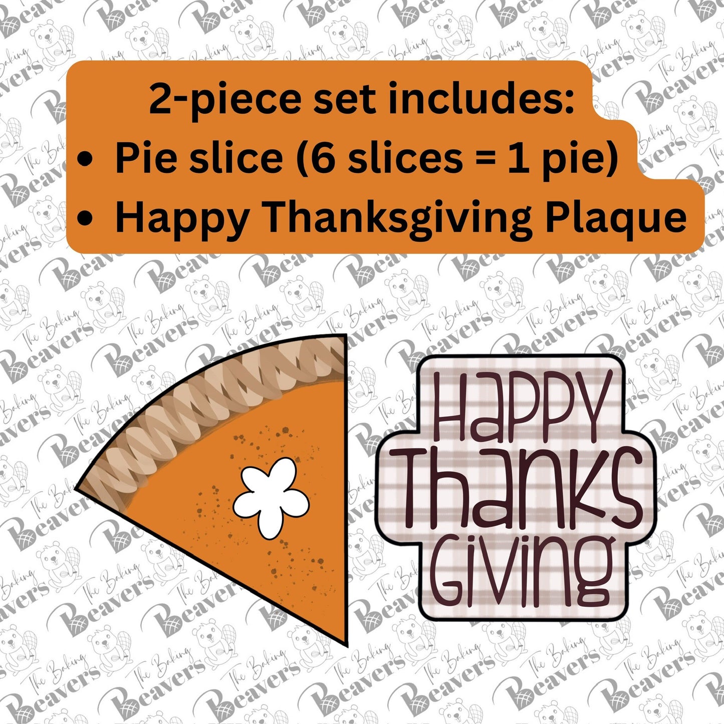 6 Slice Thanksgiving Pie & Plaque Set for Cookie Platter (Comes with 2 Cutters)
