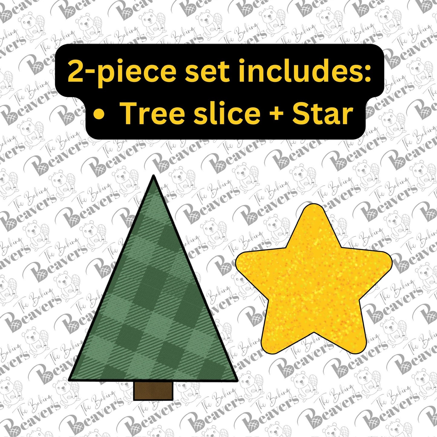 8 'Slice' Christmas Tree & Star Cookie Platter Set (Comes with 2 Cutters)