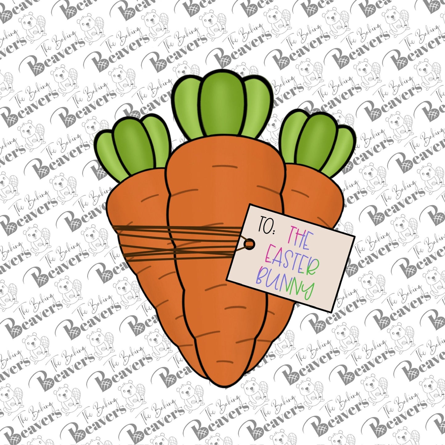Bunch of Carrots with Note Tag Cookie Cutter