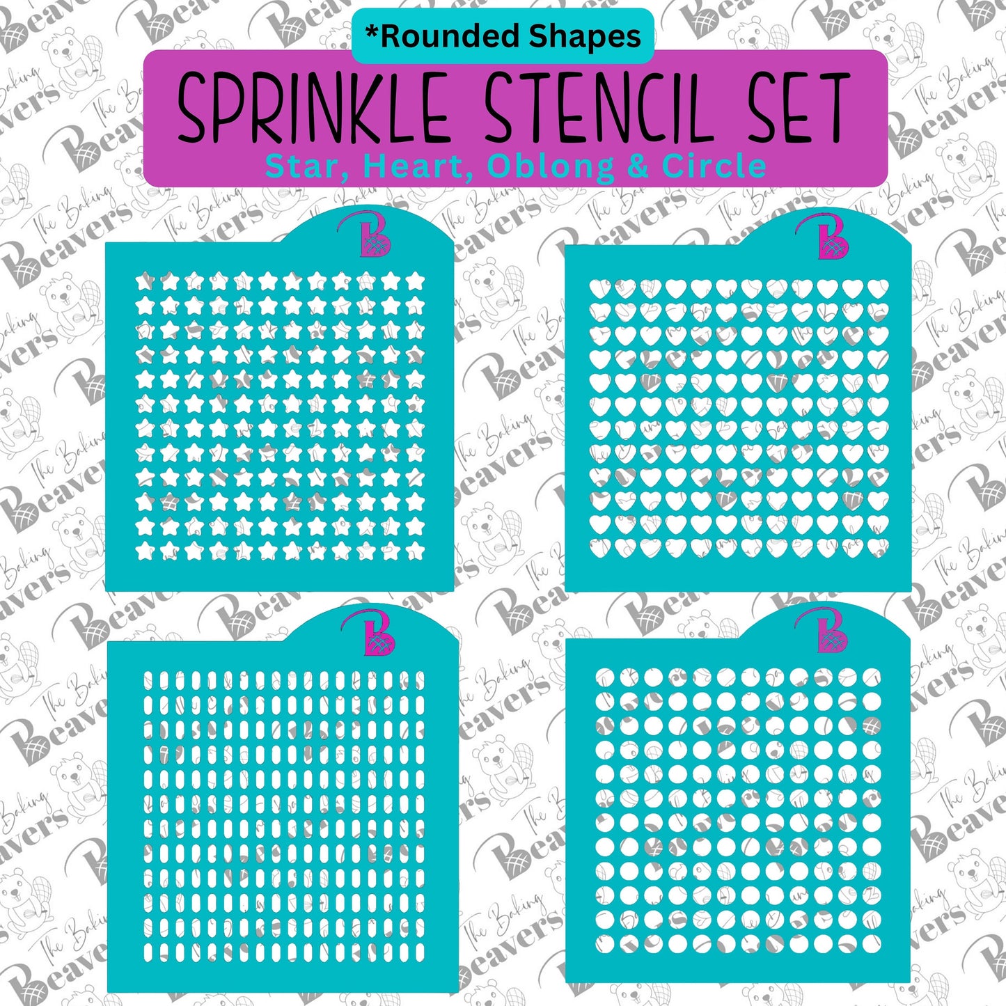 Sprinkle Stencils - Rounded Shapes 4 Pack (Sm, Md, or Lg)