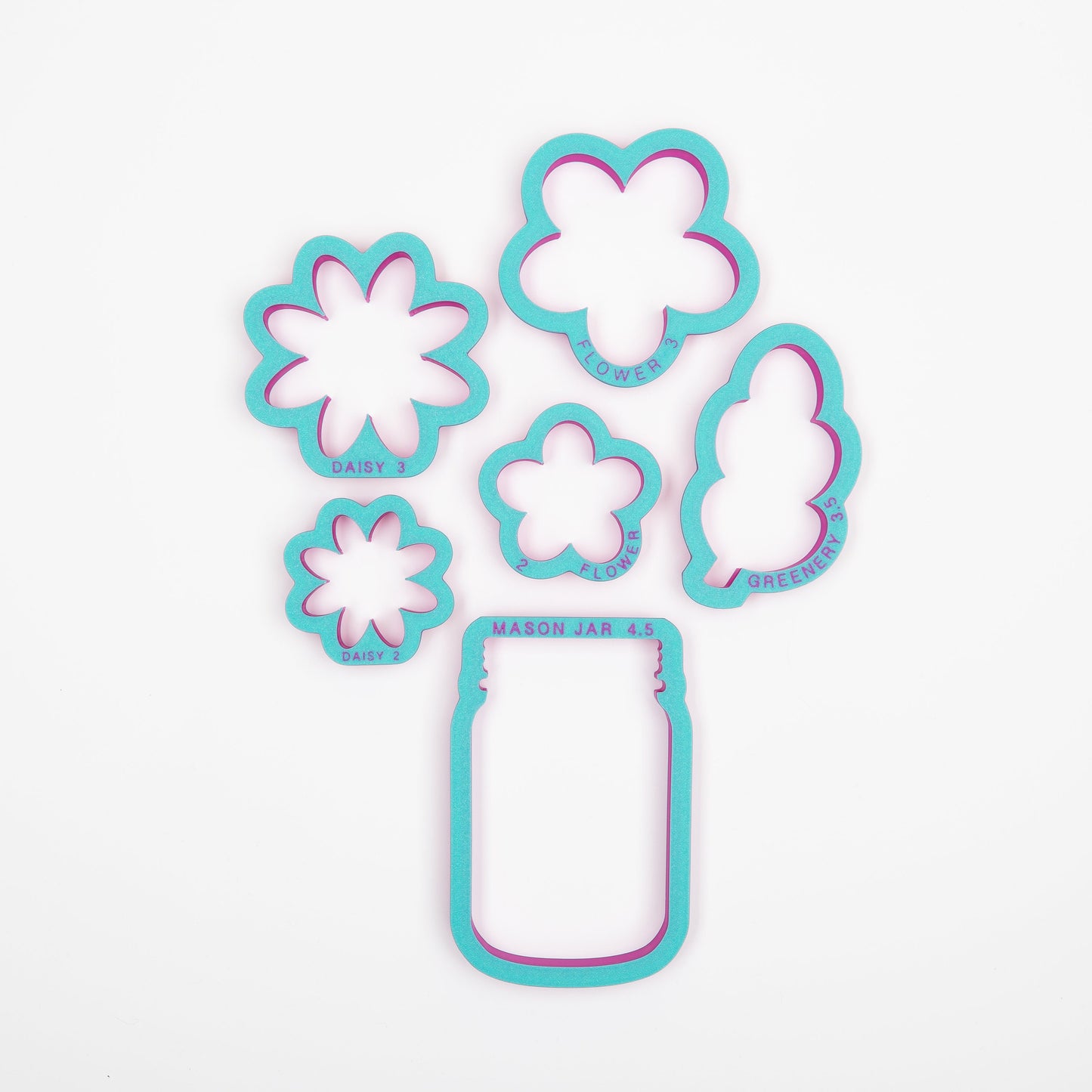 Mason Jar Flower Arrangement Cookie Cutter Set
