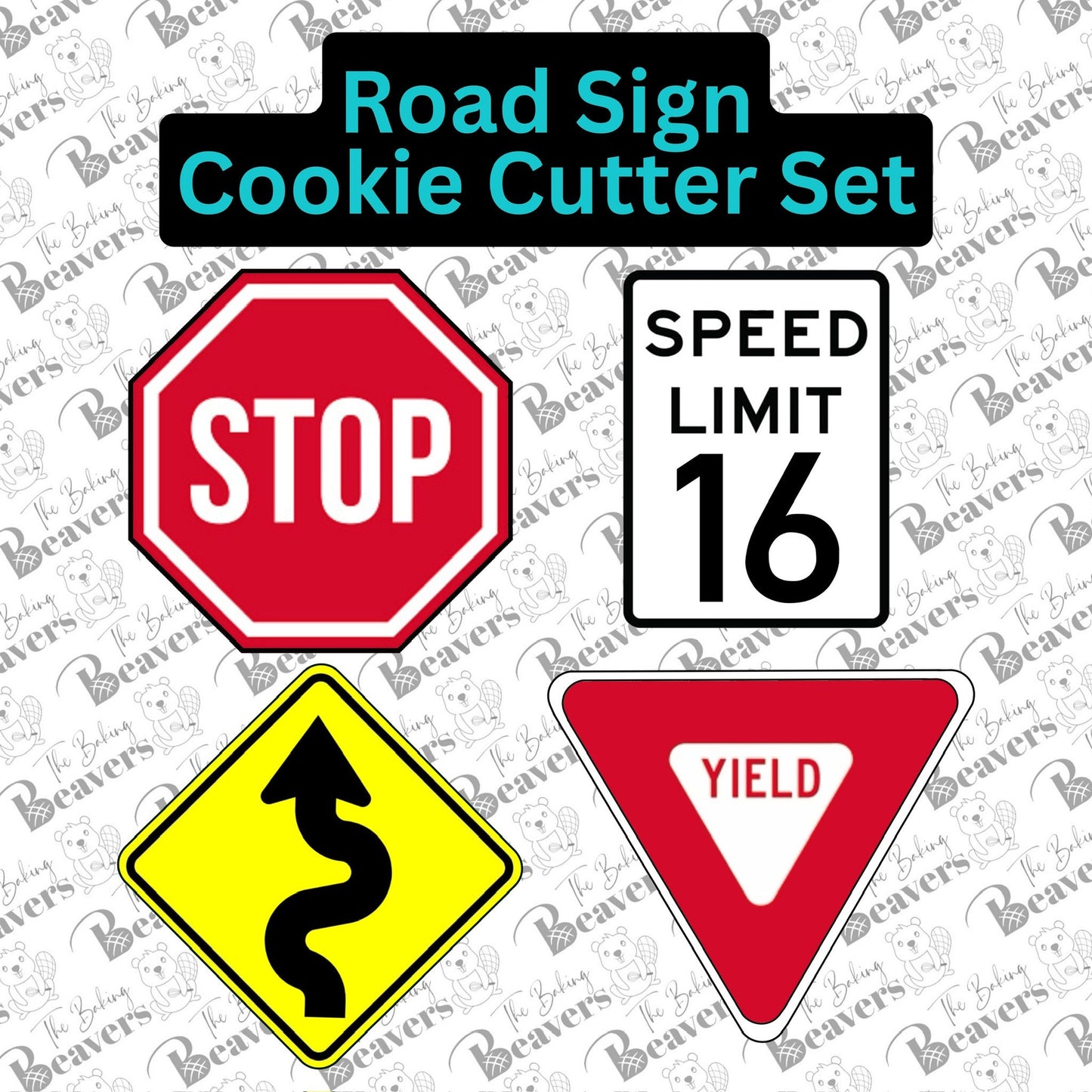 Road Signs - Set of 4 - Cookie Cutters (sizing note in pics)