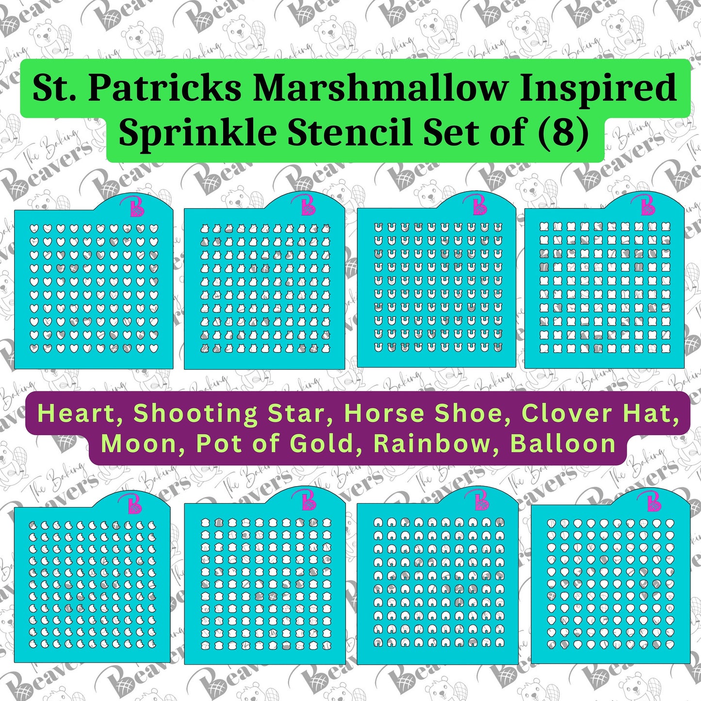 St. Patricks Marshmallow inspired Sprinkle Stencils (set of 8)