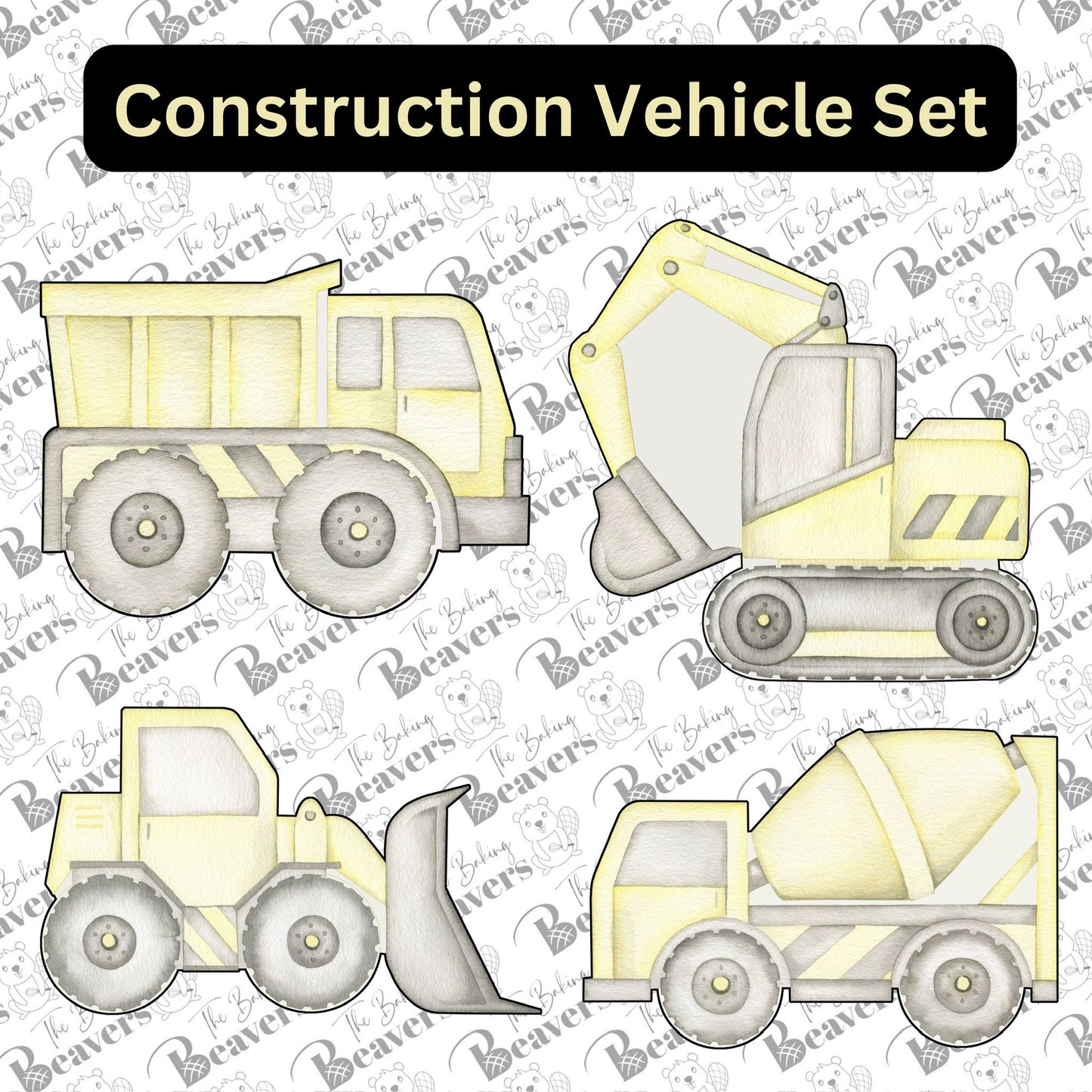 Construction Vehicle Set of 4 Cookie Cutters (PLEASE see Sizing Note)
