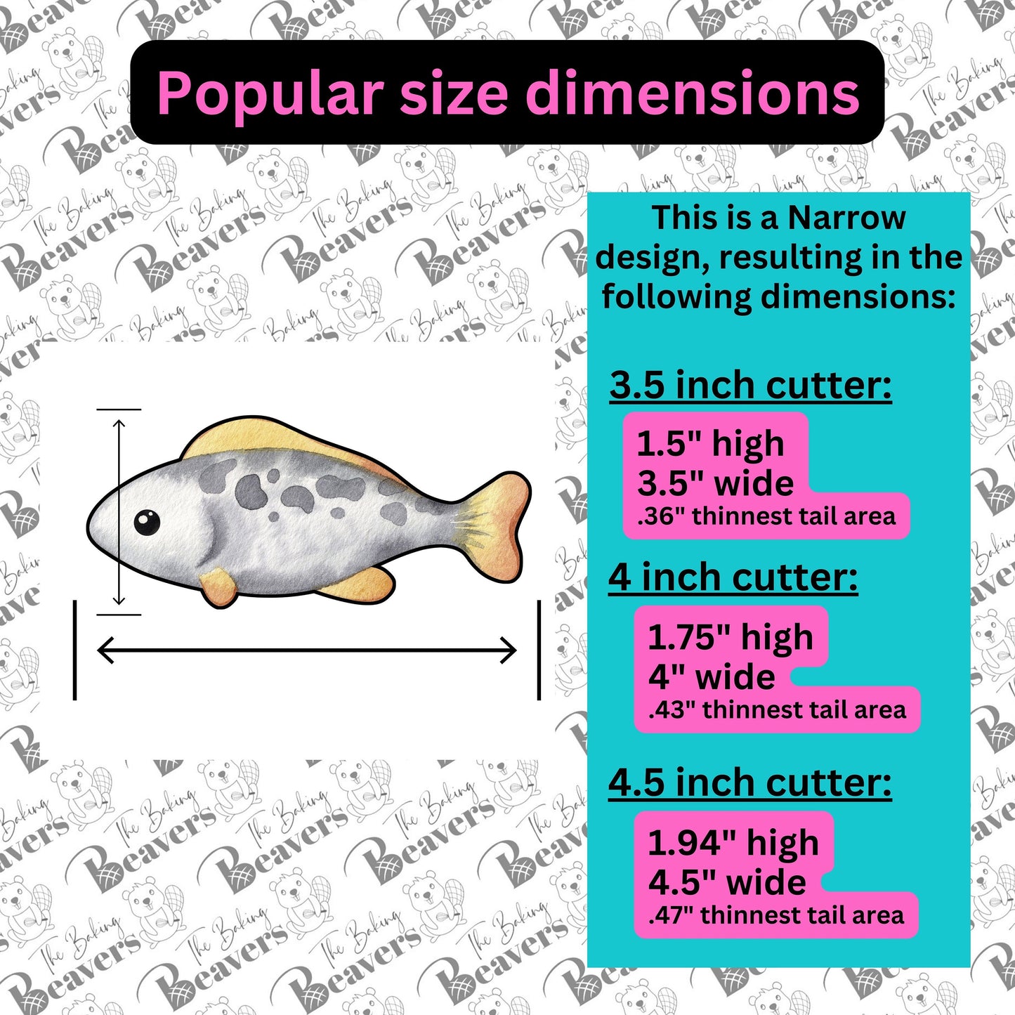 Realistic Fish Cookie Cutter (recommend sizing up- skinny design)