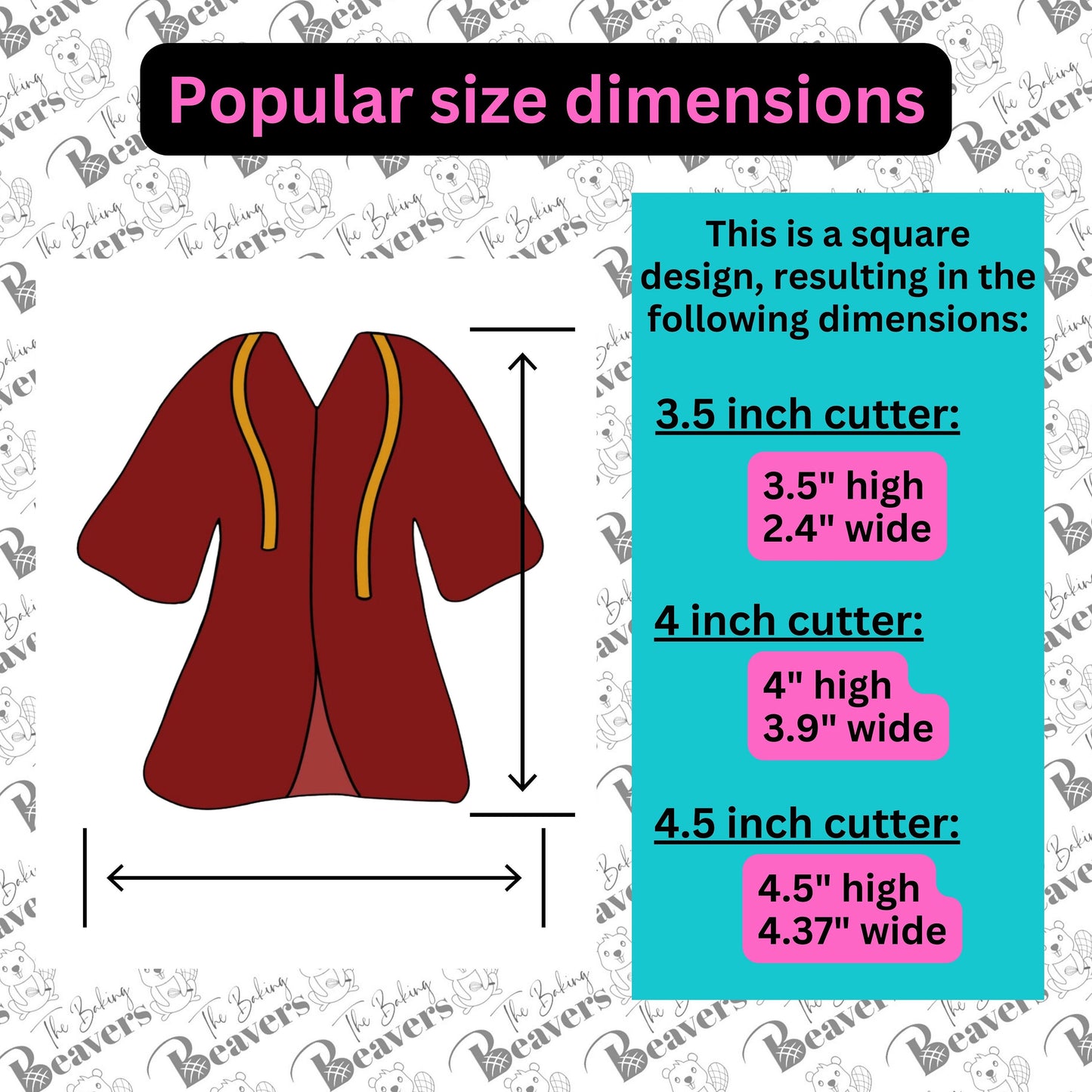 Graduation Gown Cookie Cutter (version 2- arms separated)