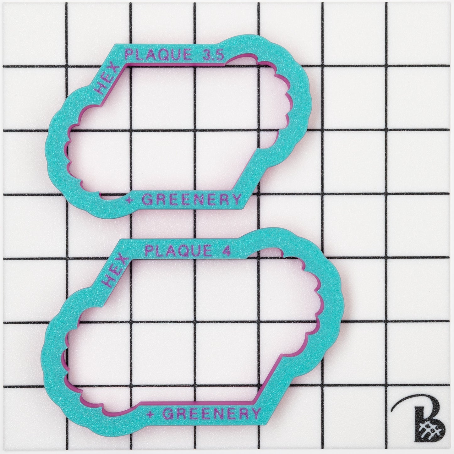 Angular Hexagon + Greenery Plaque Cookie Cutter (recommend sizing up)