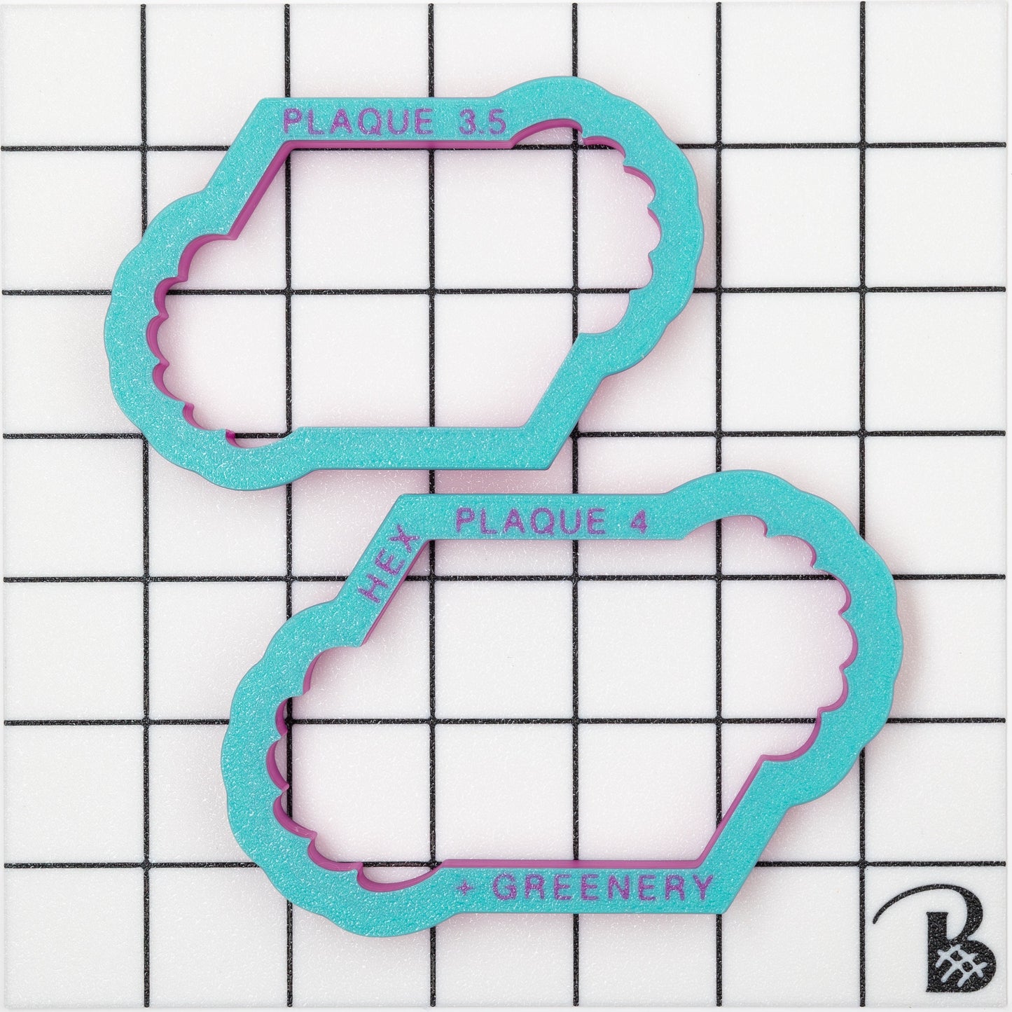 Angular Hexagon + Greenery Plaque Cookie Cutter (recommend sizing up)