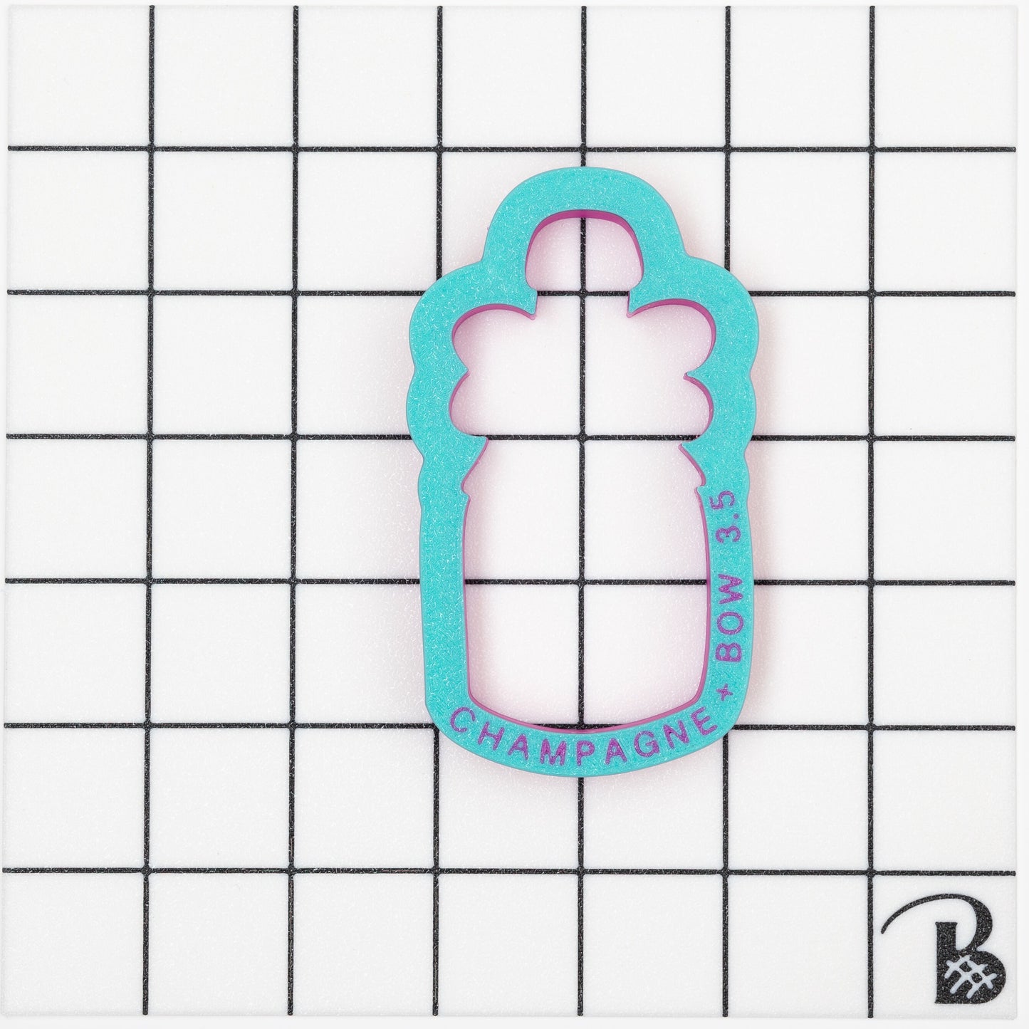 Champagne Bottle with Bow Cookie Cutter (recommend sizing up)