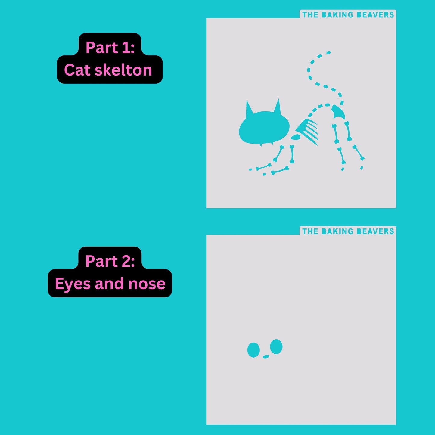 Cat Skeleton Stencil (2 parts) Option to Add Cutter