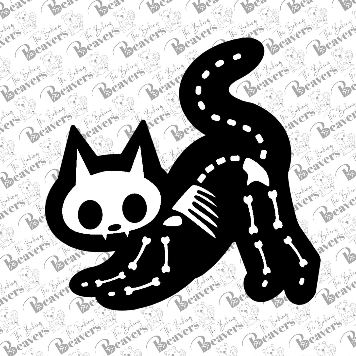 Cat Skeleton Stencil (2 parts) Option to Add Cutter