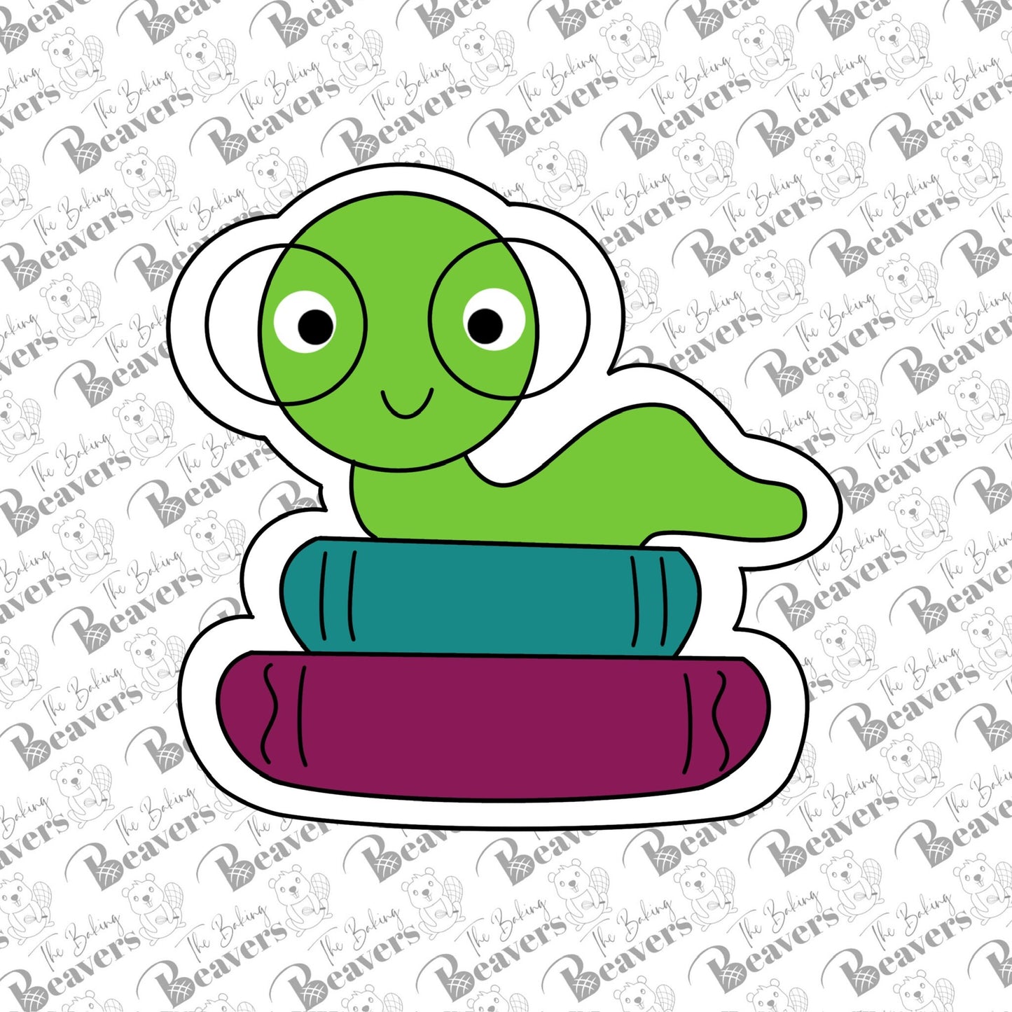 Book Worm Cookie Cutter (with or without PYO stencil)