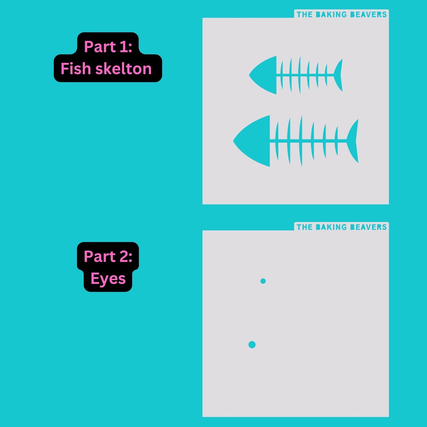 Fish Bones Stencil (1 or 2 part)