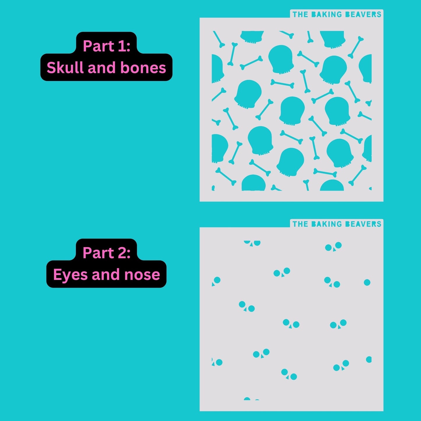 Skulls and Bones Pattern Stencil (2 parts)