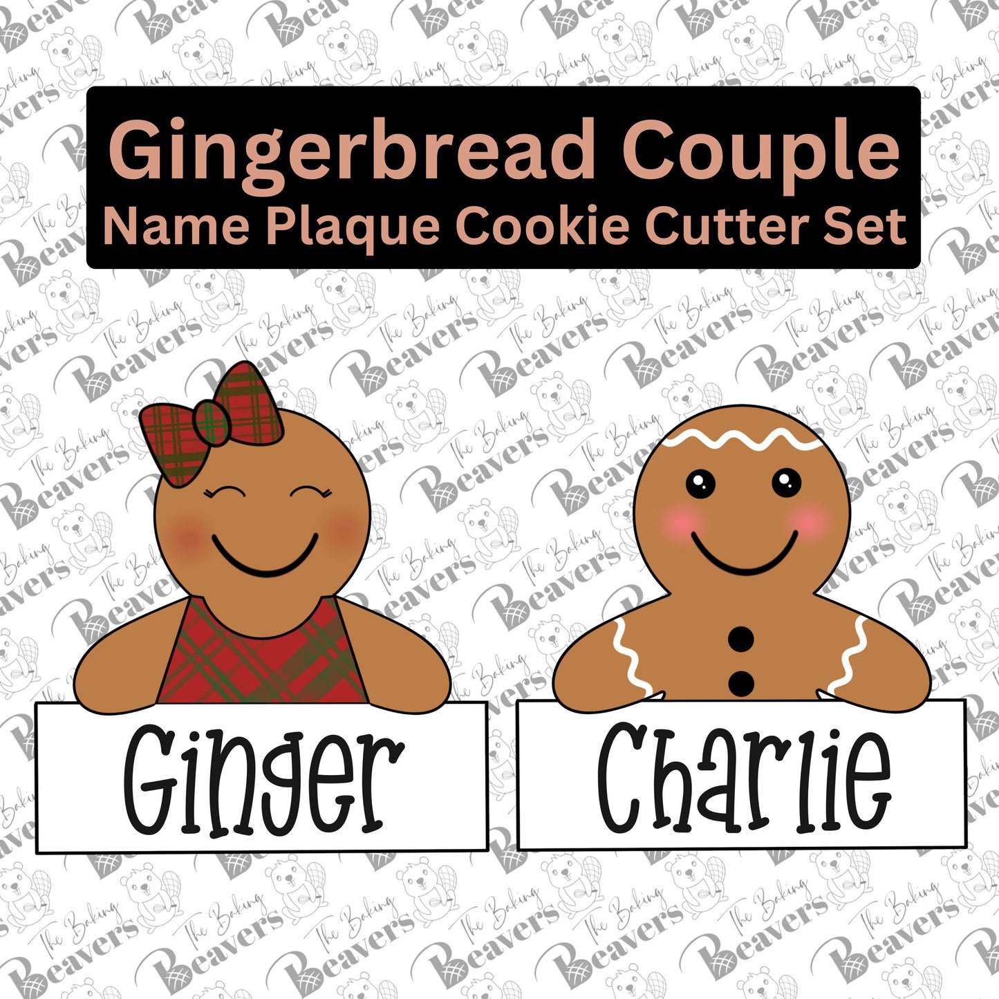 Gingerbread Man Couple (Set of 2) Name Plaque Cookie Cutter