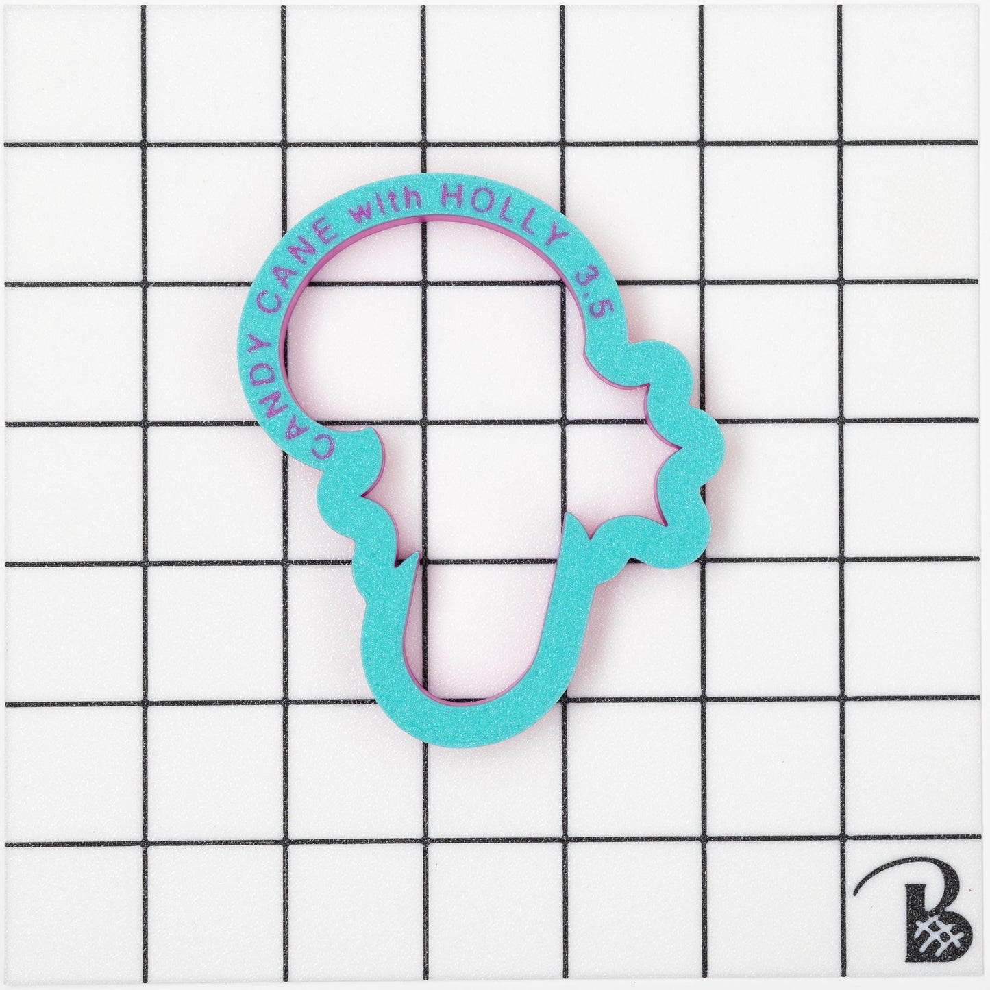 Candy Cane with Holly Cookie Cutter | Christmas Candy Cookie Cutter