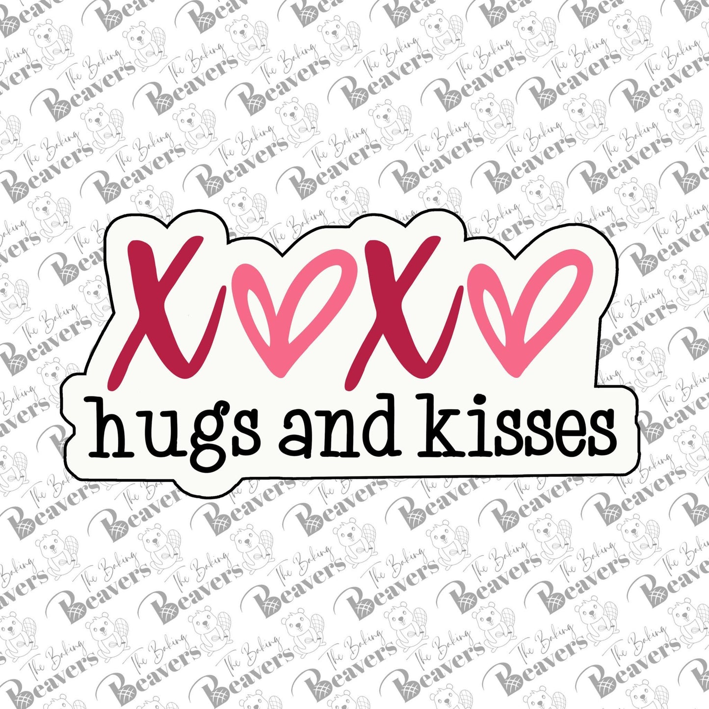 'XOXO Hugs and Kisses' Text Cookie Cutter (optional Stencil) (recommend sizing up)