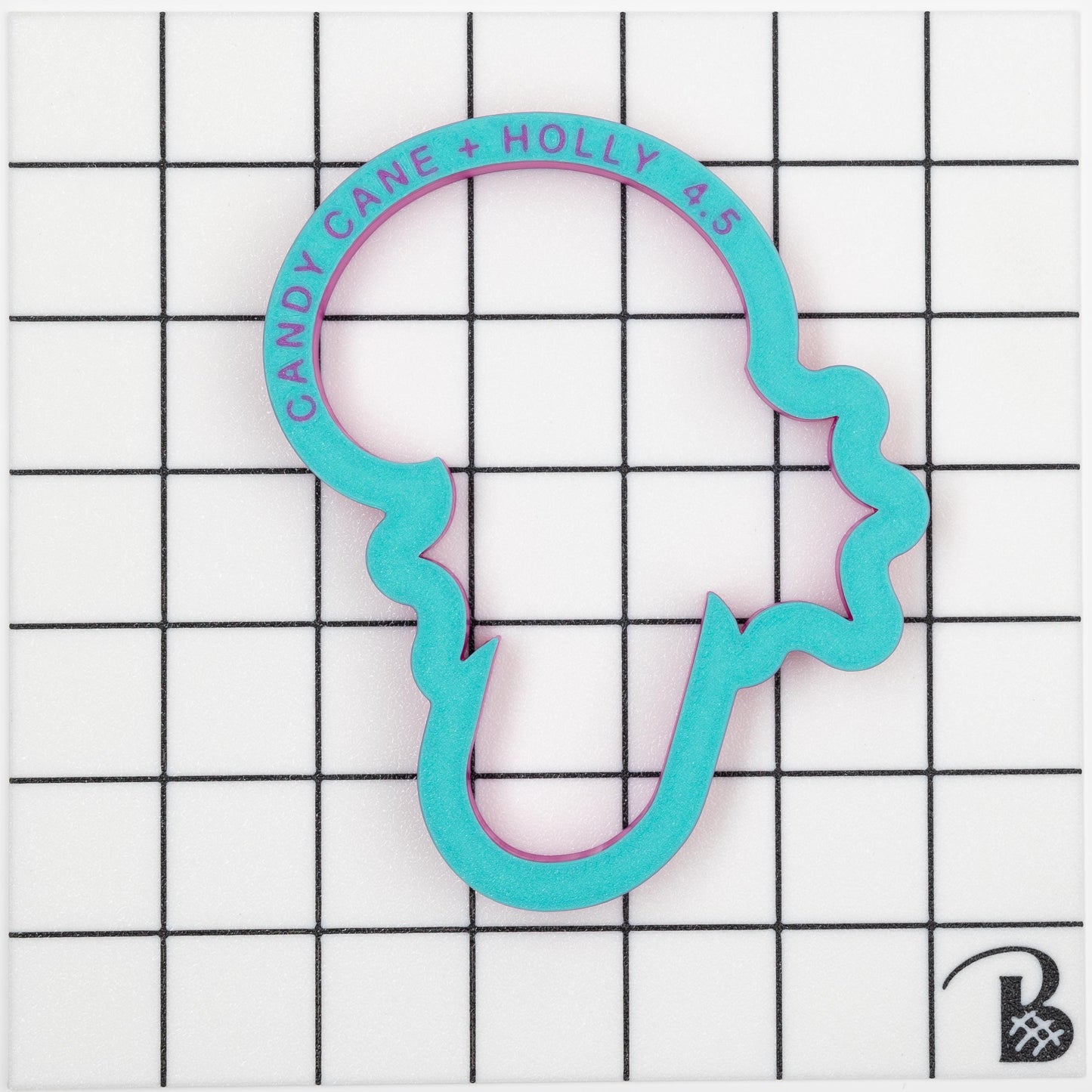 Candy Cane with Holly Cookie Cutter | Christmas Candy Cookie Cutter
