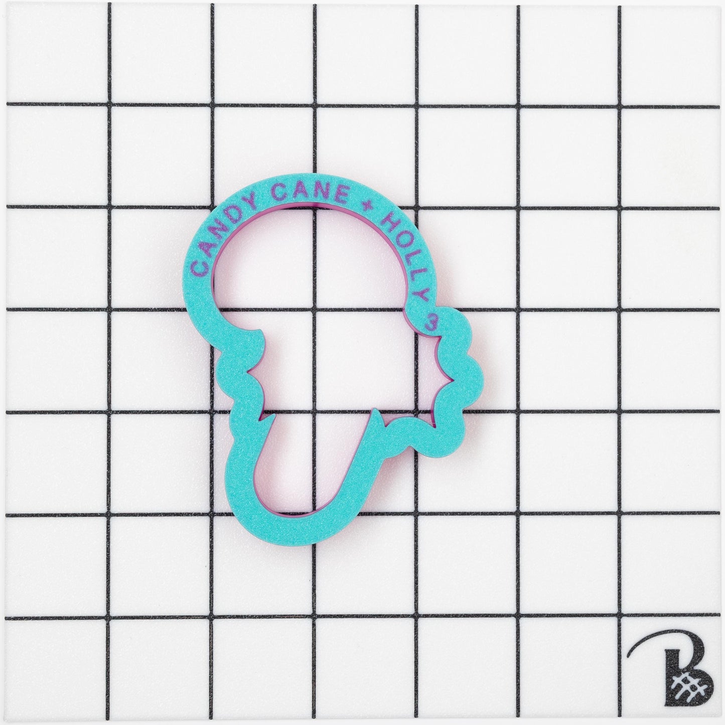 Candy Cane with Holly Cookie Cutter | Christmas Candy Cookie Cutter