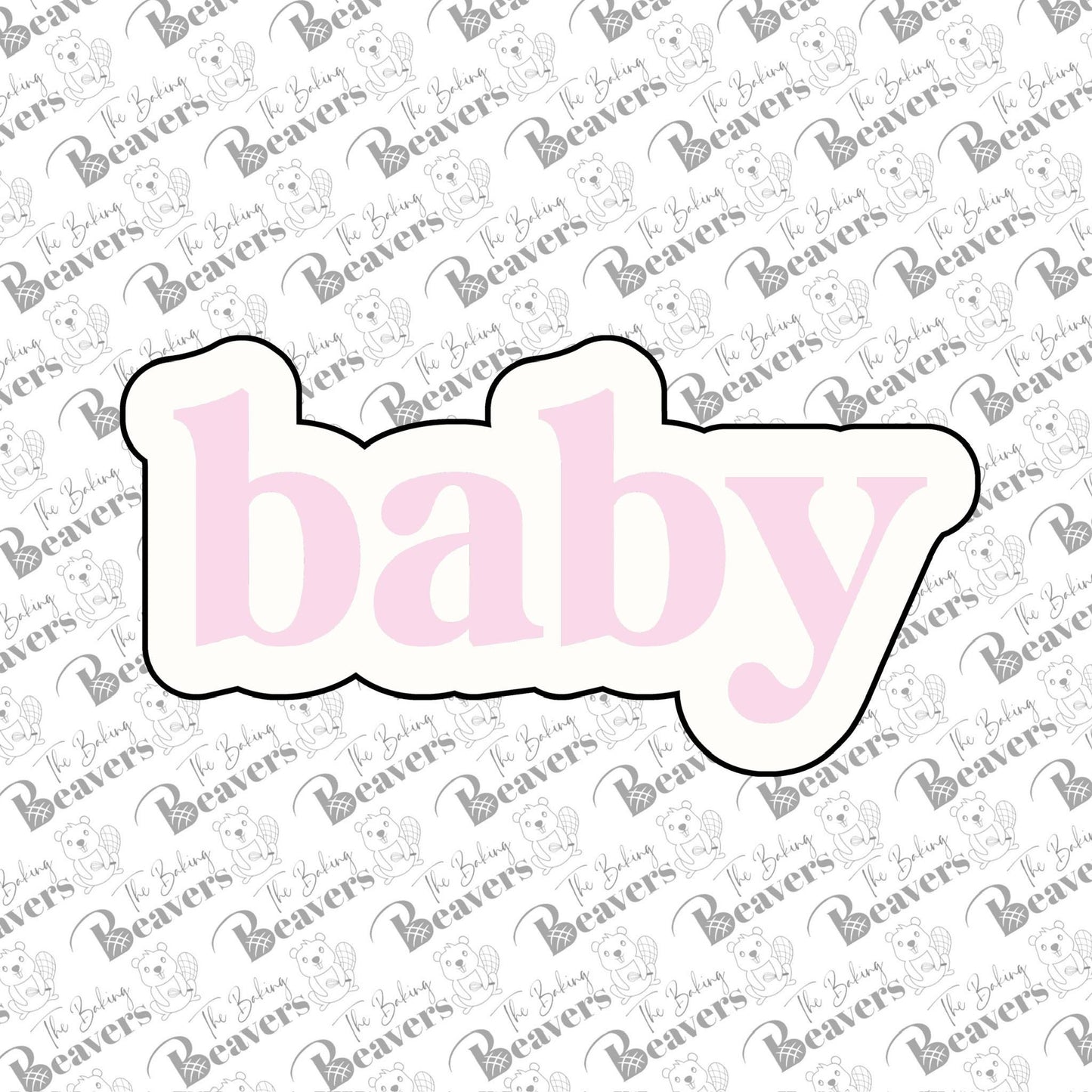Baby Print Text Cookie Cutter (optional Stencil) (recommend sizing up)