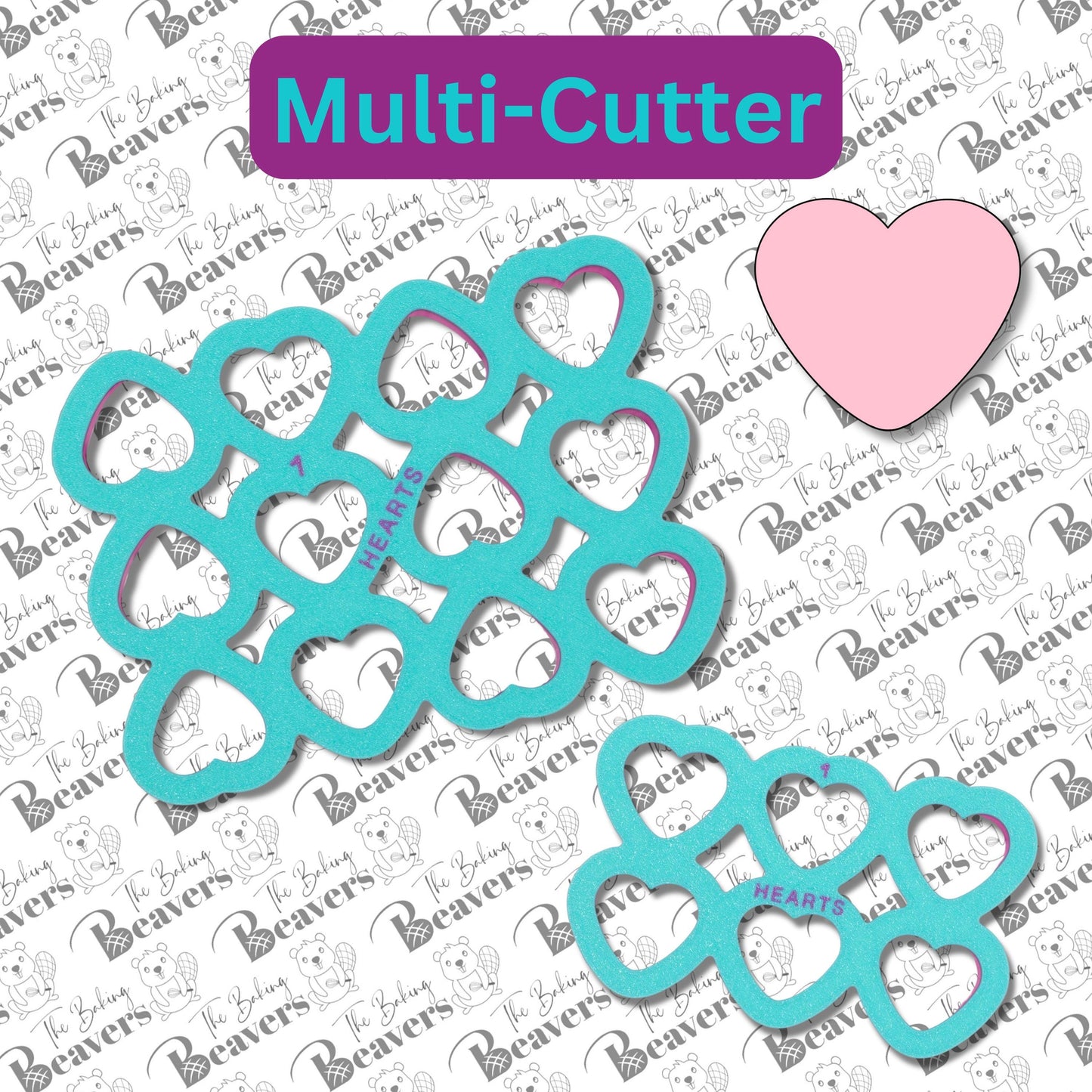 Multi-Heart (Rounded Bottom) Cookie Cutter (Cuts 6 or 12 Hearts at Once)