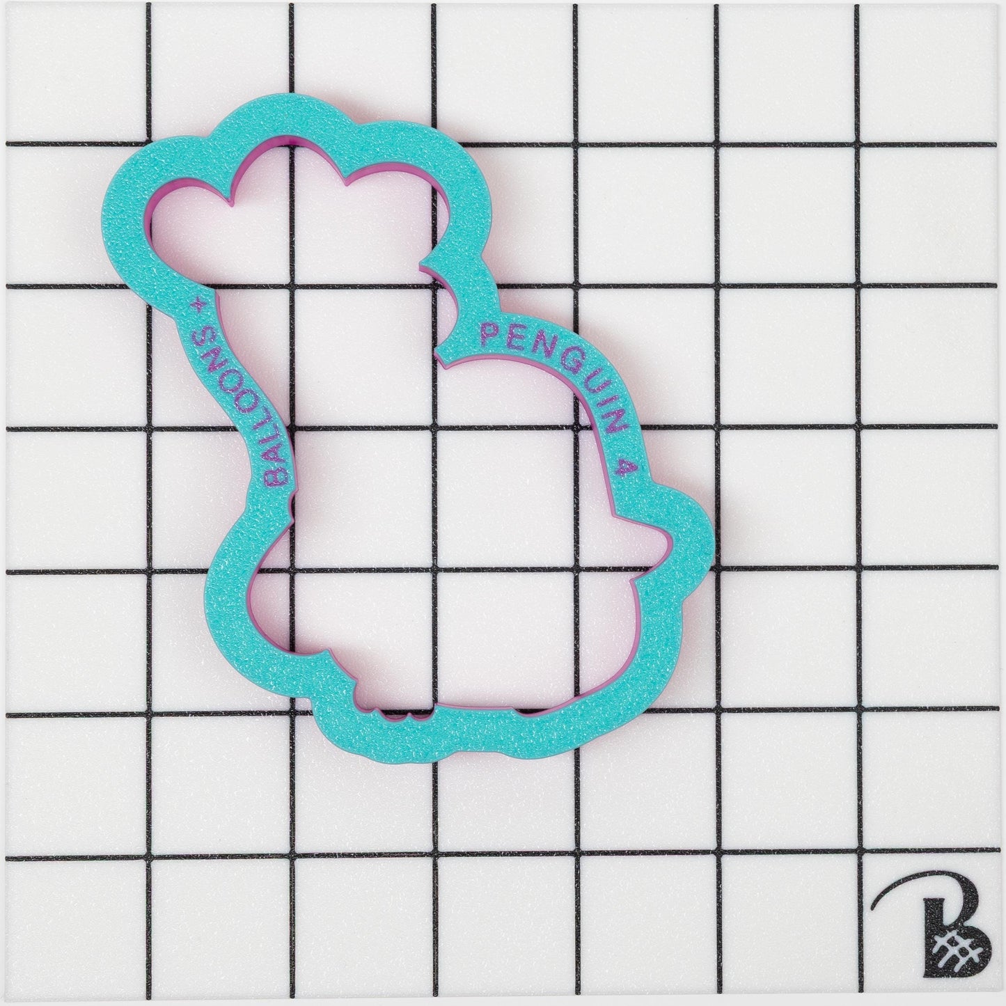 Penguin with Heart Balloons Cookie Cutter (recommend sizing up)