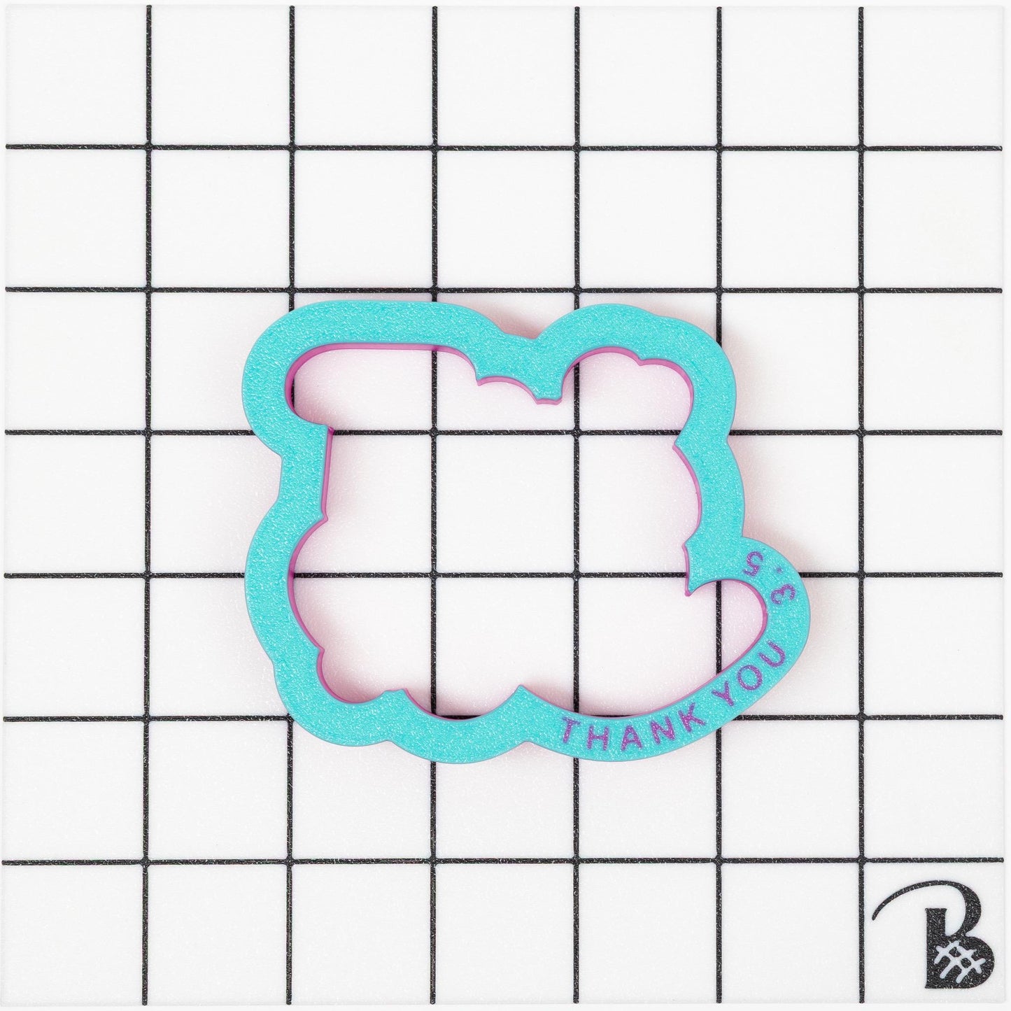 Thank You Text Cookie Cutter (optional Stencil)