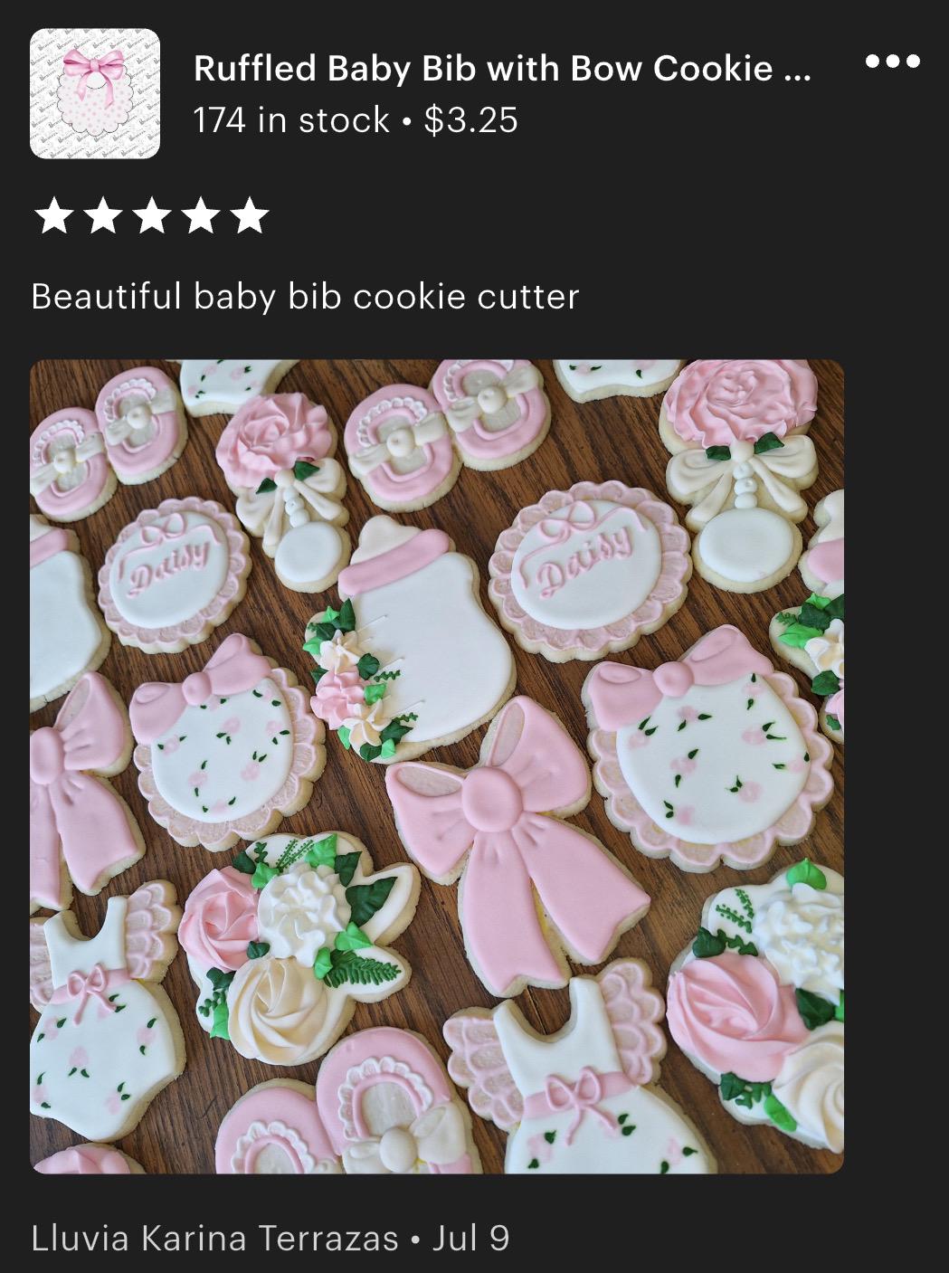 Ruffled Baby Bib with Bow Cookie Cutter