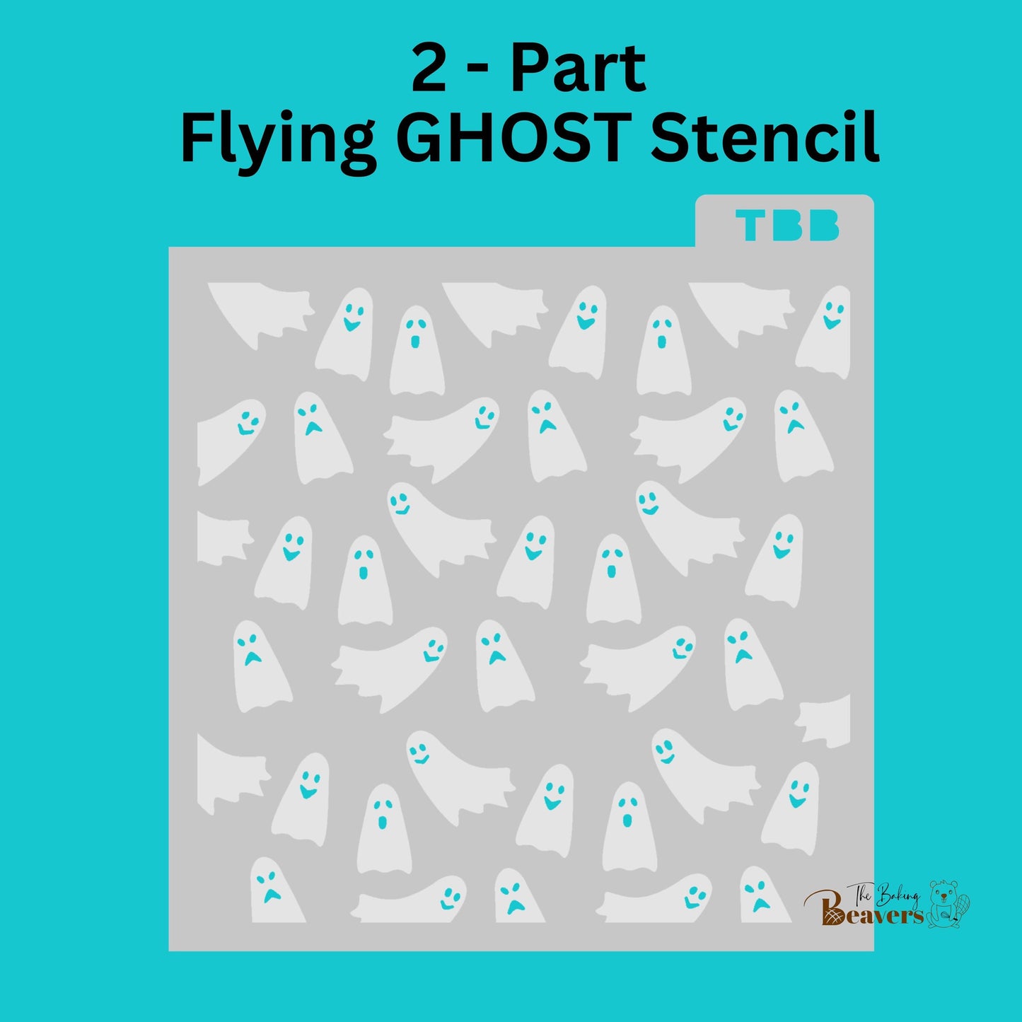Flying Ghost Pattern Stencil (2 parts)