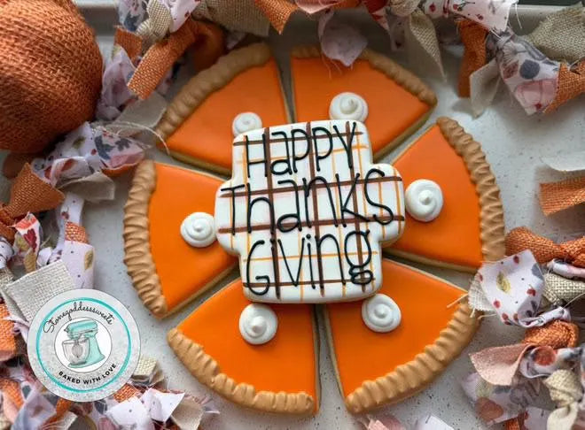 6 Slice Thanksgiving Pie & Plaque Set for Cookie Platter (Comes with 2 Cutters)
