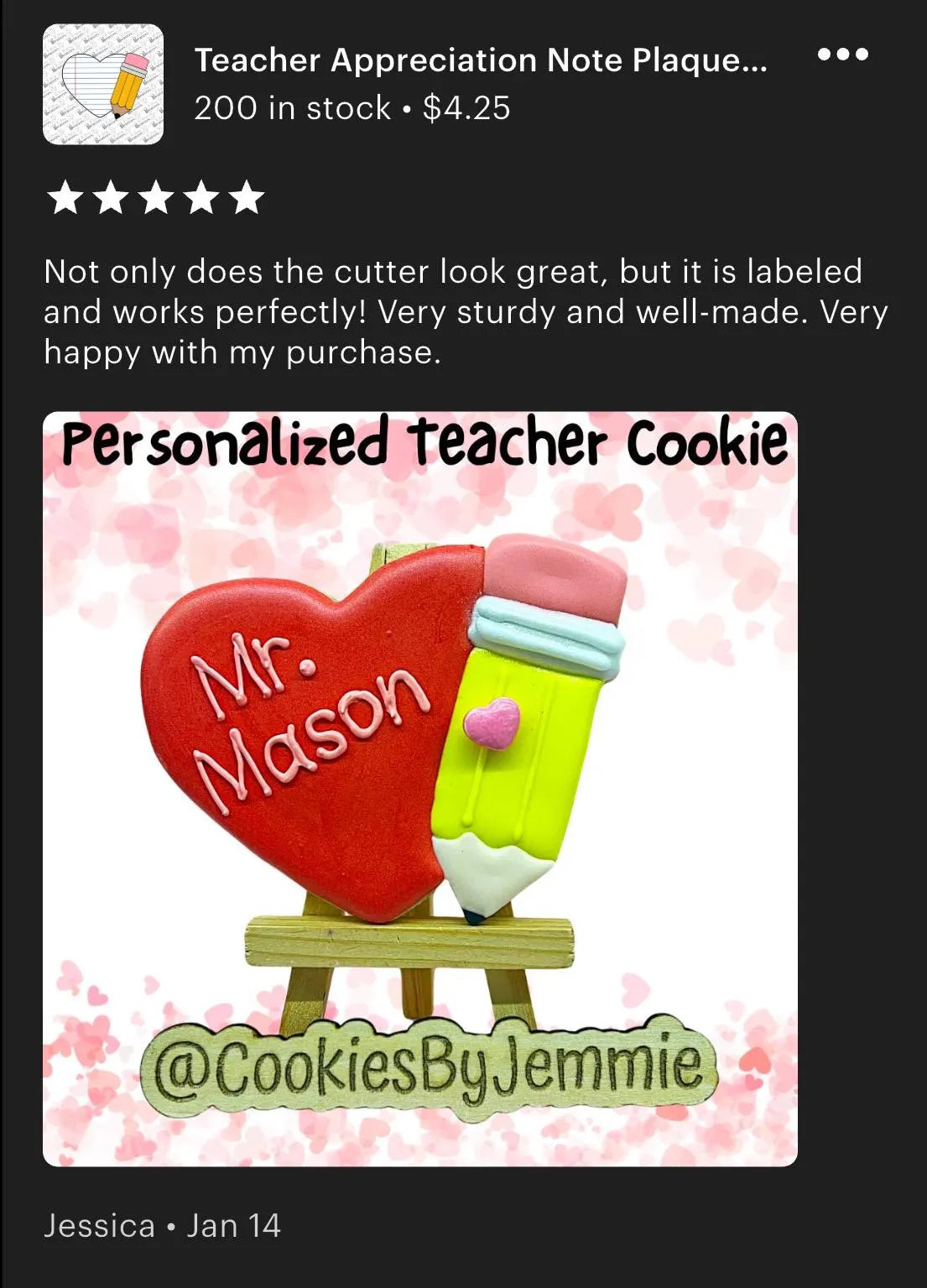 Teacher Appreciation Note Plaque Cookie Cutter (optional 2 part paper stencil)