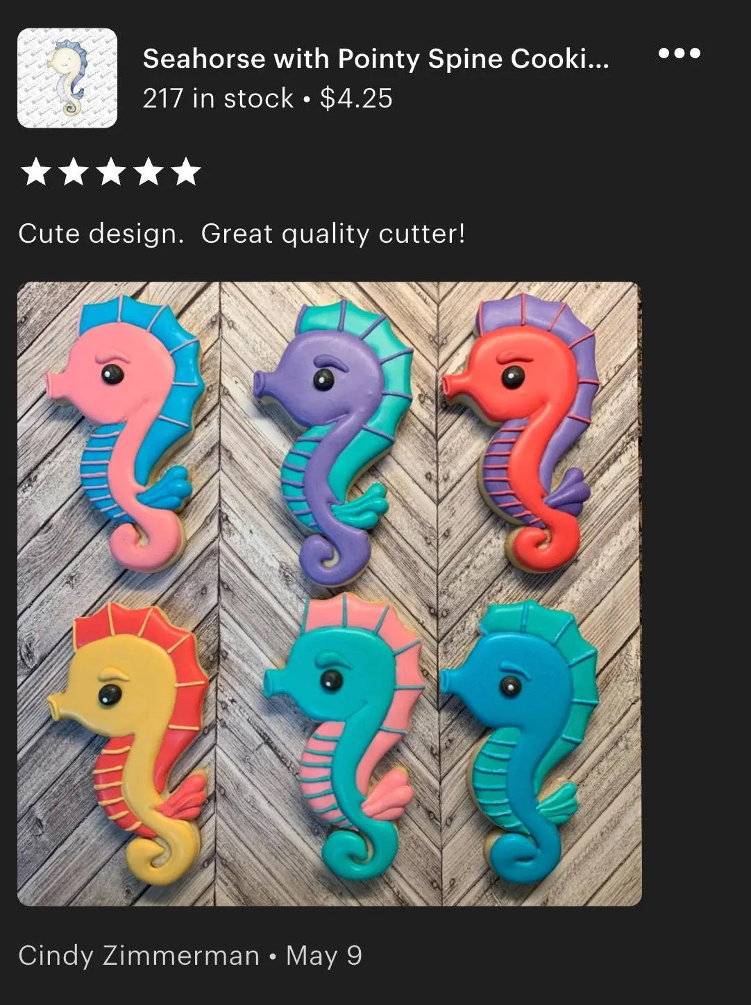 Seahorse with Pointy Spine Cookie Cutter