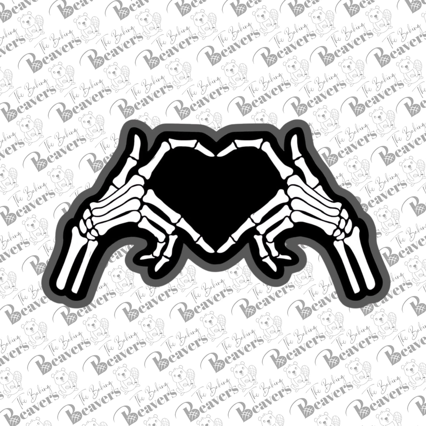 Skeleton Heart Hands Cookie Cutter (option Stencil) (recommend sizing up at least a FULL size)