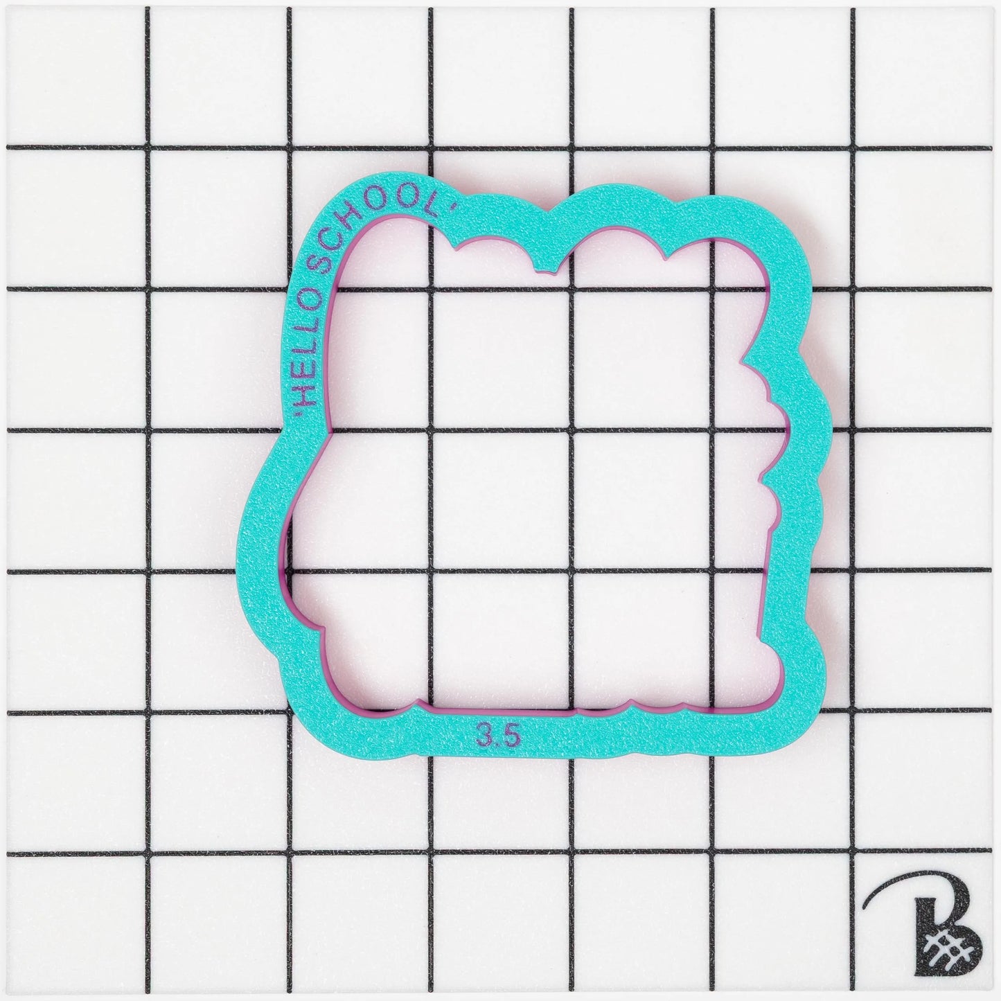 Hello School Text Cookie Cutter (with or without stencil)