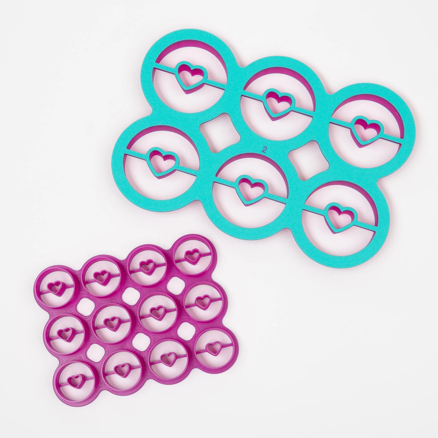 O and DONUT with center HEART cutout - Multi Cookie Cutter (Cuts multiple cookies at Once) (Optional Plunger)