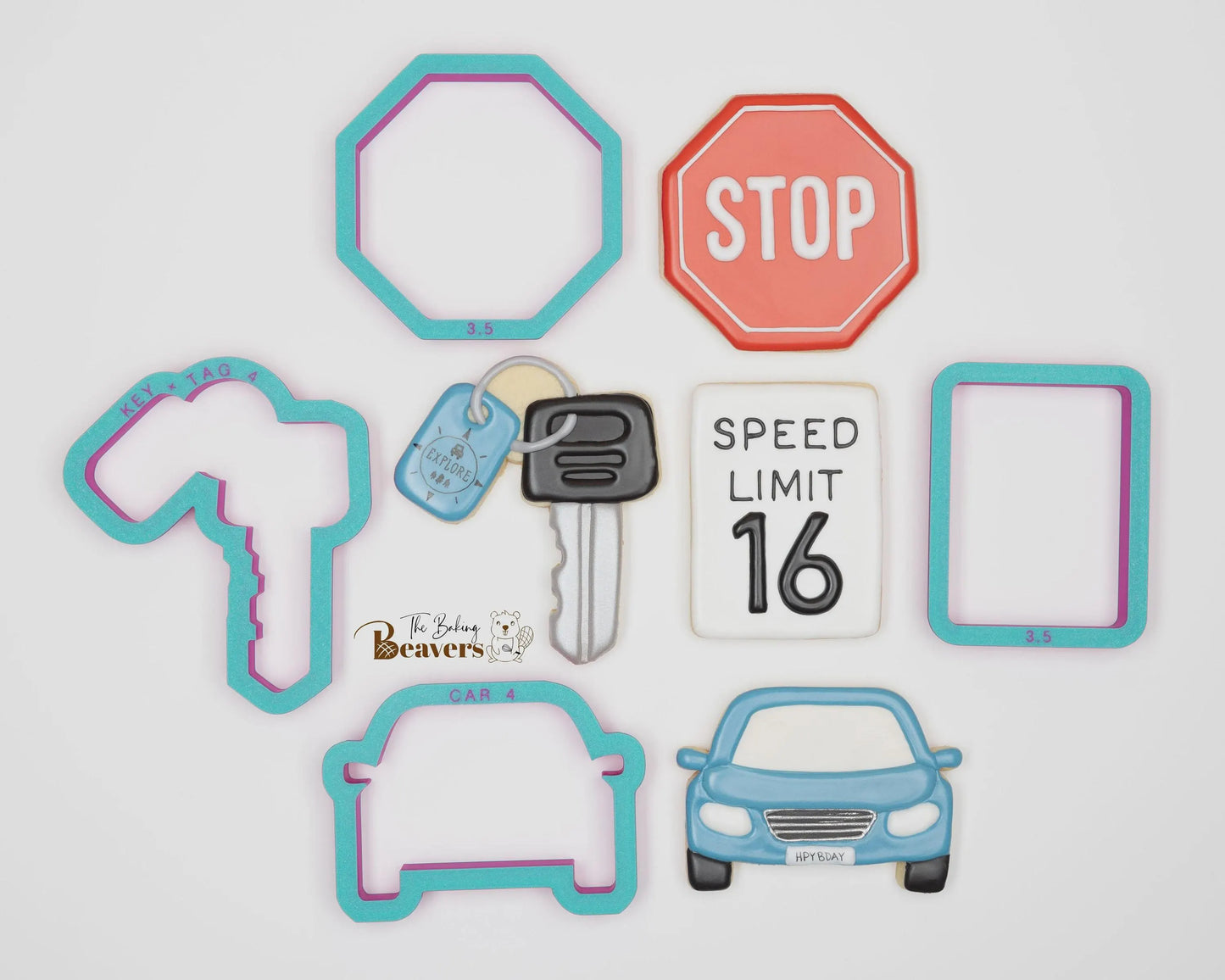 Road Signs - Set of 4 - Cookie Cutters (sizing note in pics)